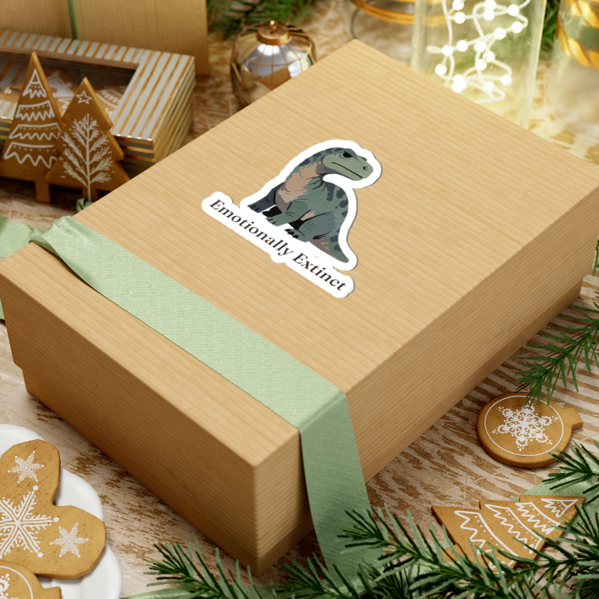 Emotionally Extinct Sticker — Funny Deadpan Dinosaur Vinyl Sticker