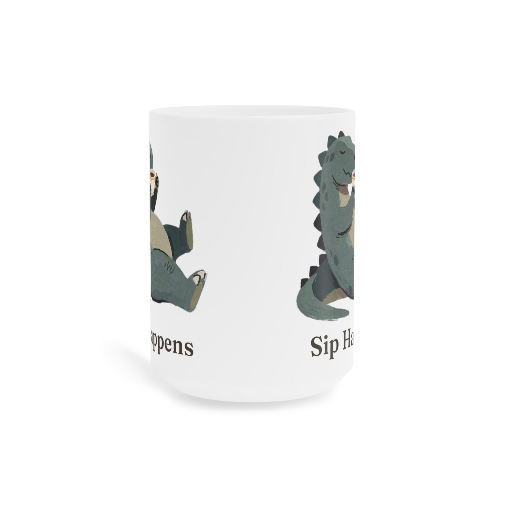 Sip Happens Mug — Funny Dinosaur Coffee Tea Ceramic Mug