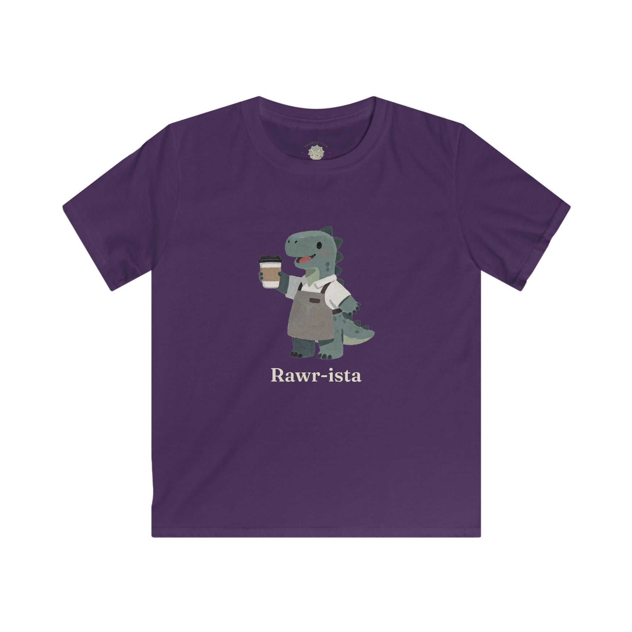 Kids Rawr-ista T-Shirt — Funny Coffee Dinosaur Barista Graphic Tee