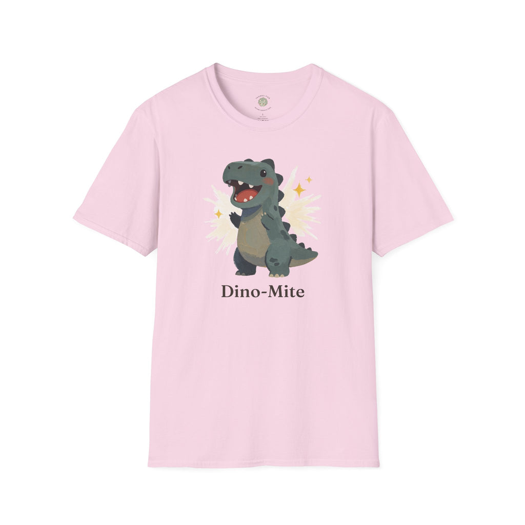 Dino-Mite T-Shirt — Cute Cheerful Dinosaur Pun Graphic Tee