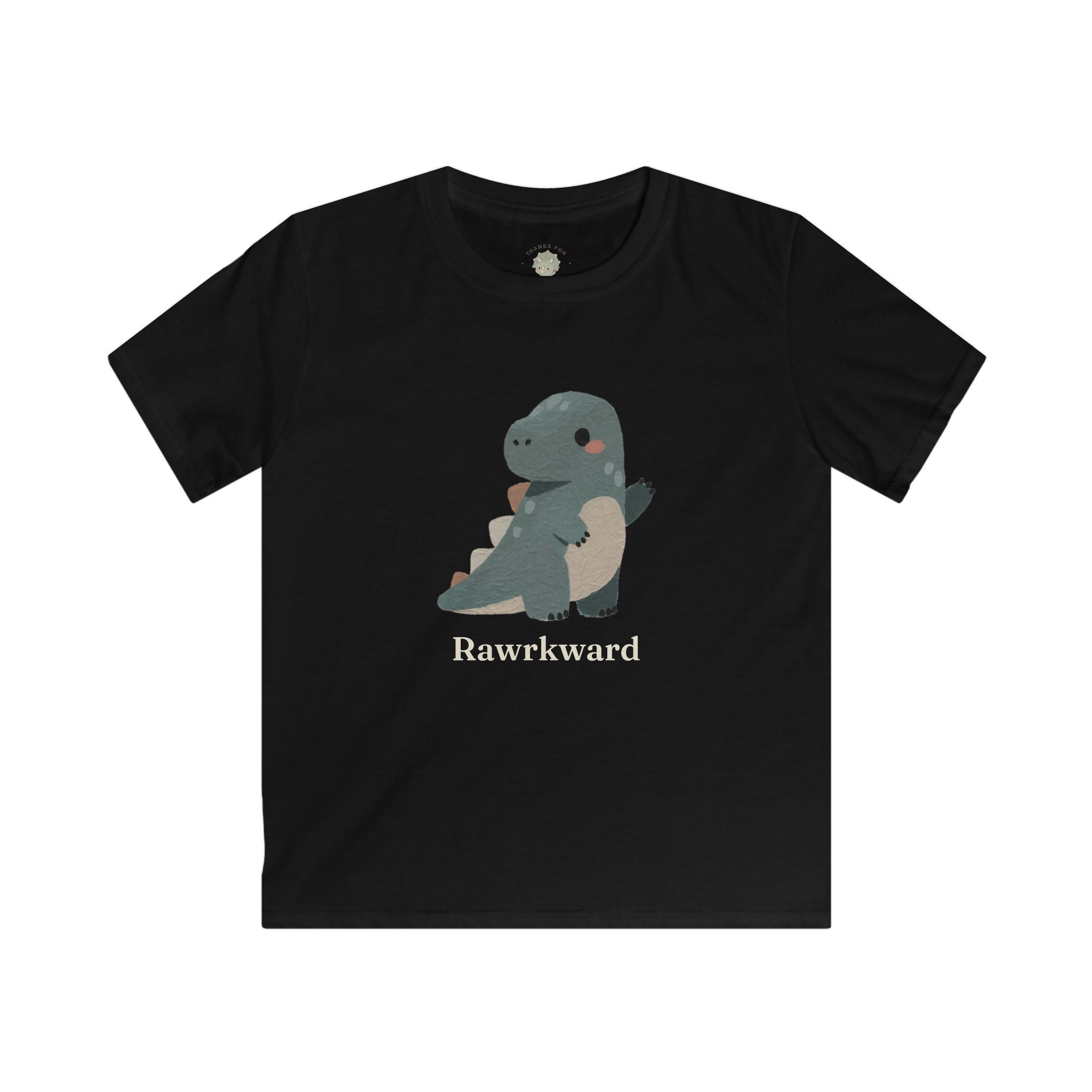 Kids Rawrkward T-Shirt — Funny Awkward Shy Dinosaur Graphic Tee