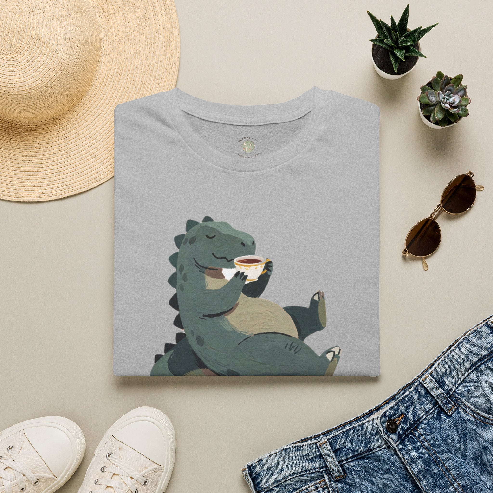 Sip Happens T-Shirt — Funny Dinosaur Coffee Tea Graphic Tee