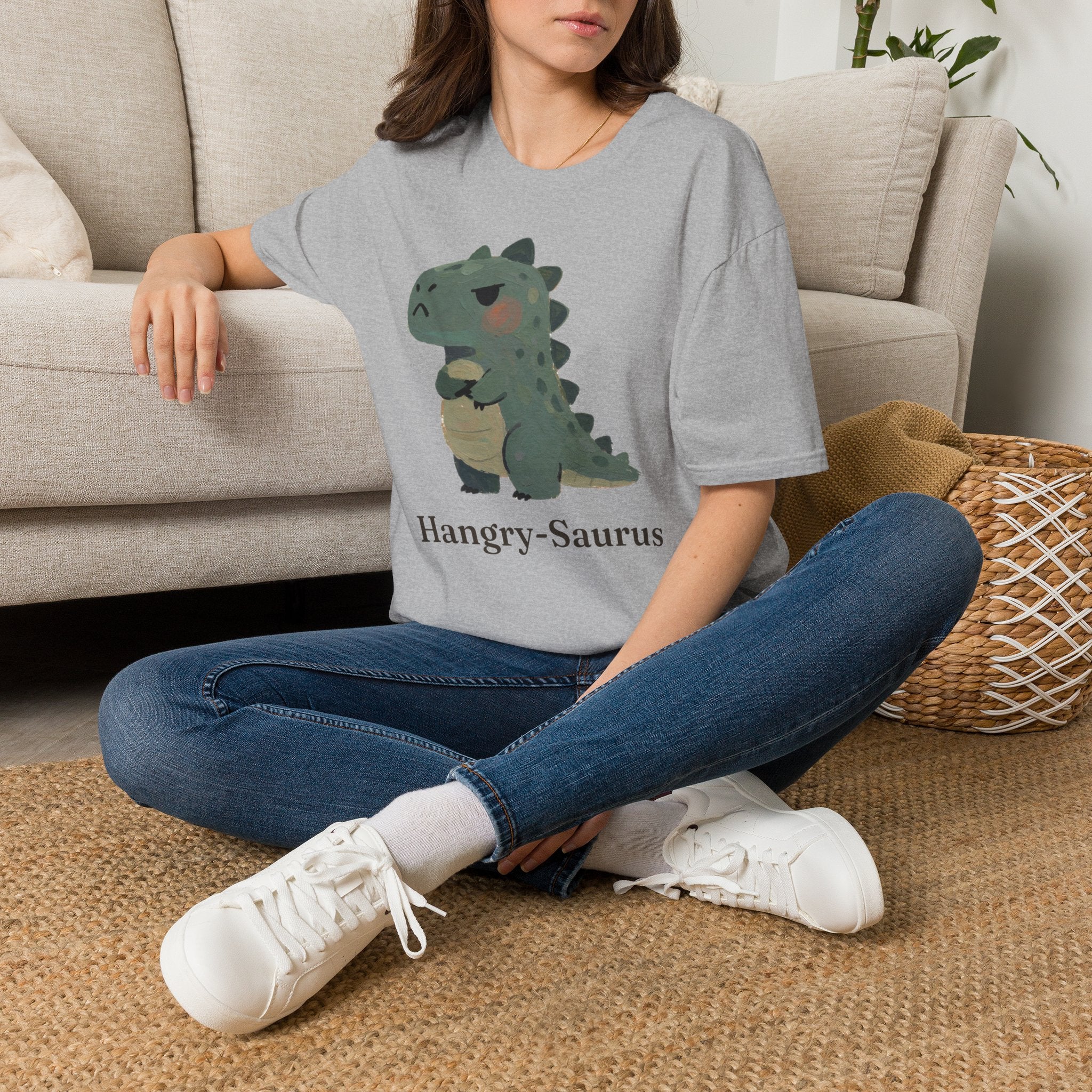 Hangry-Saurus T-Shirt — Funny Hungry Grumpy Dinosaur Graphic Tee