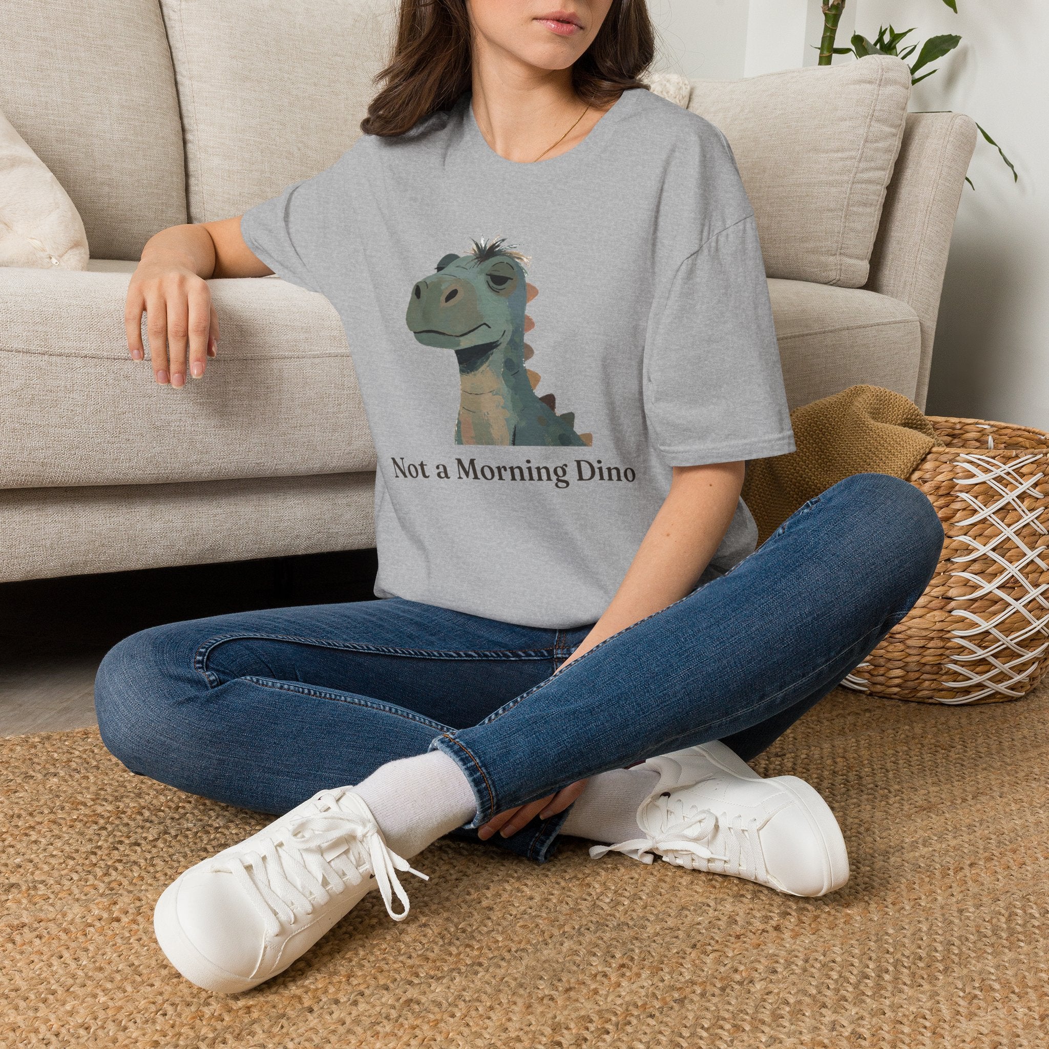 Not a Morning Dino T-Shirt — Funny Sleepy Dinosaur Graphic Tee