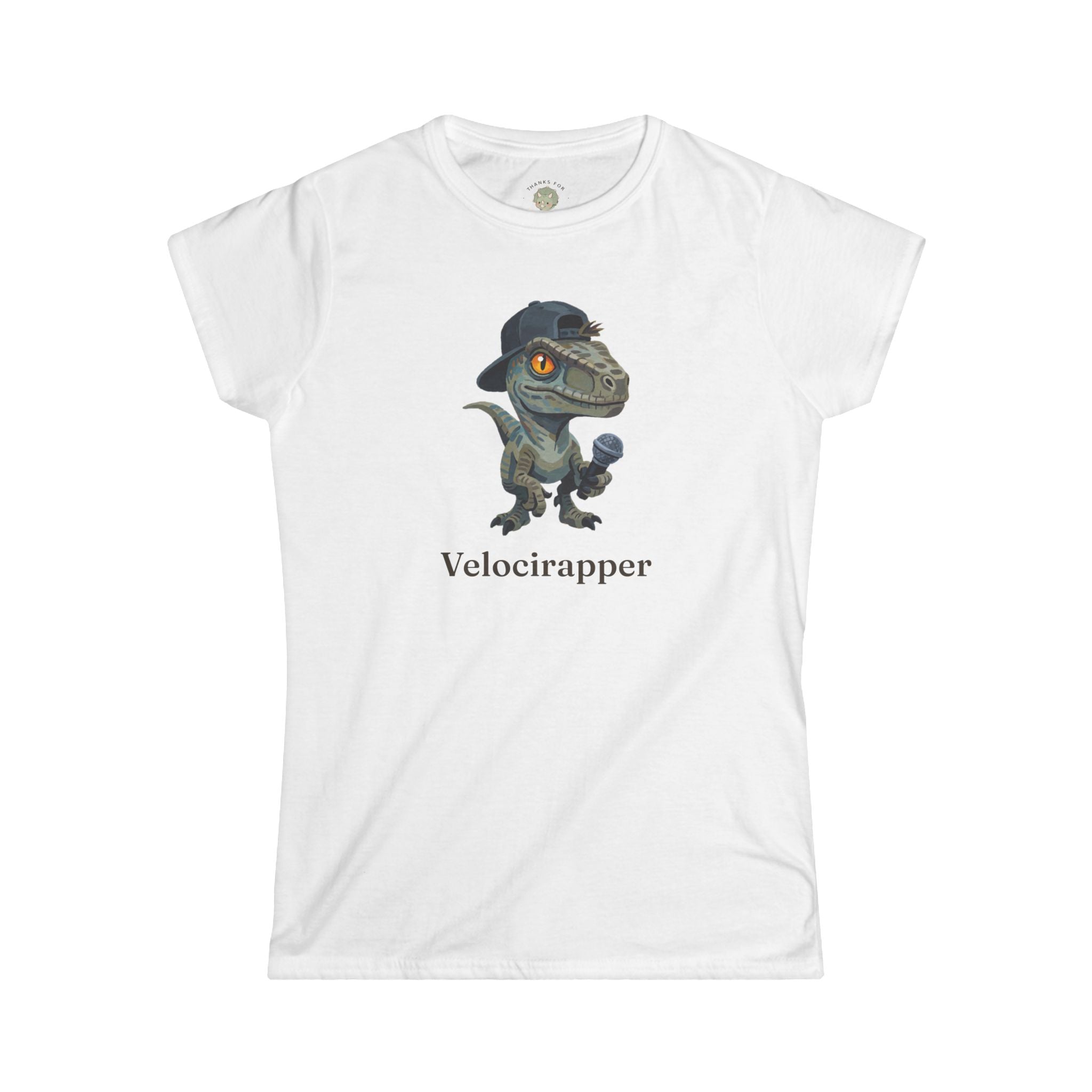 Women's Velocirapper T-Shirt — Funny Rapper Raptor Dinosaur Graphic Tee
