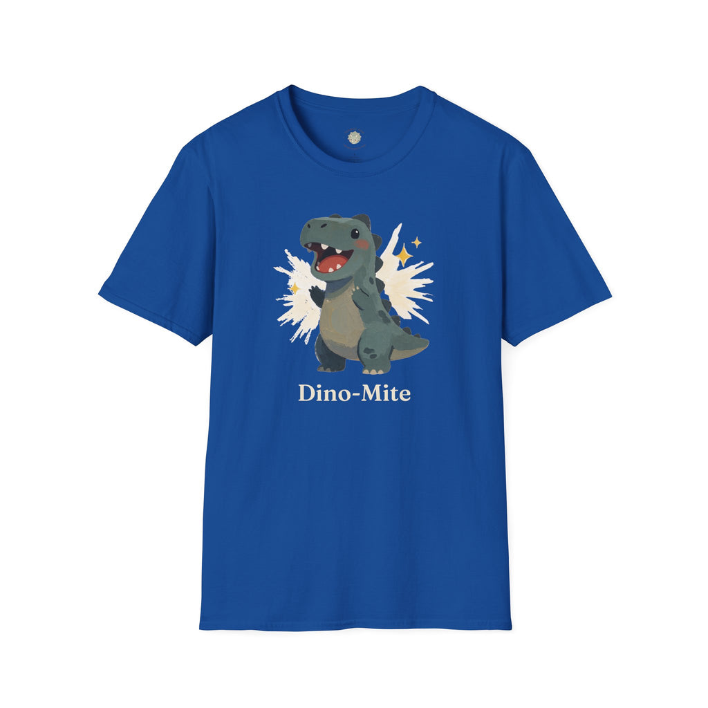Dino-Mite T-Shirt — Cute Cheerful Dinosaur Pun Graphic Tee
