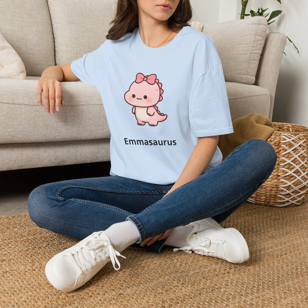 Personalized Girl Dinosaur T-Shirt — Custom Name Dino Tee