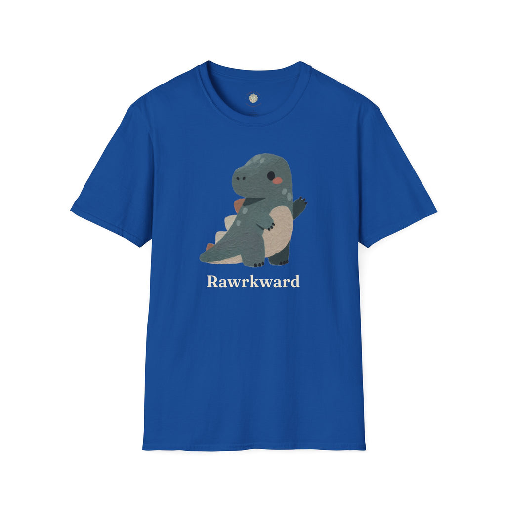 Rawrkward T-Shirt — Funny Awkward Shy Dinosaur Graphic Tee