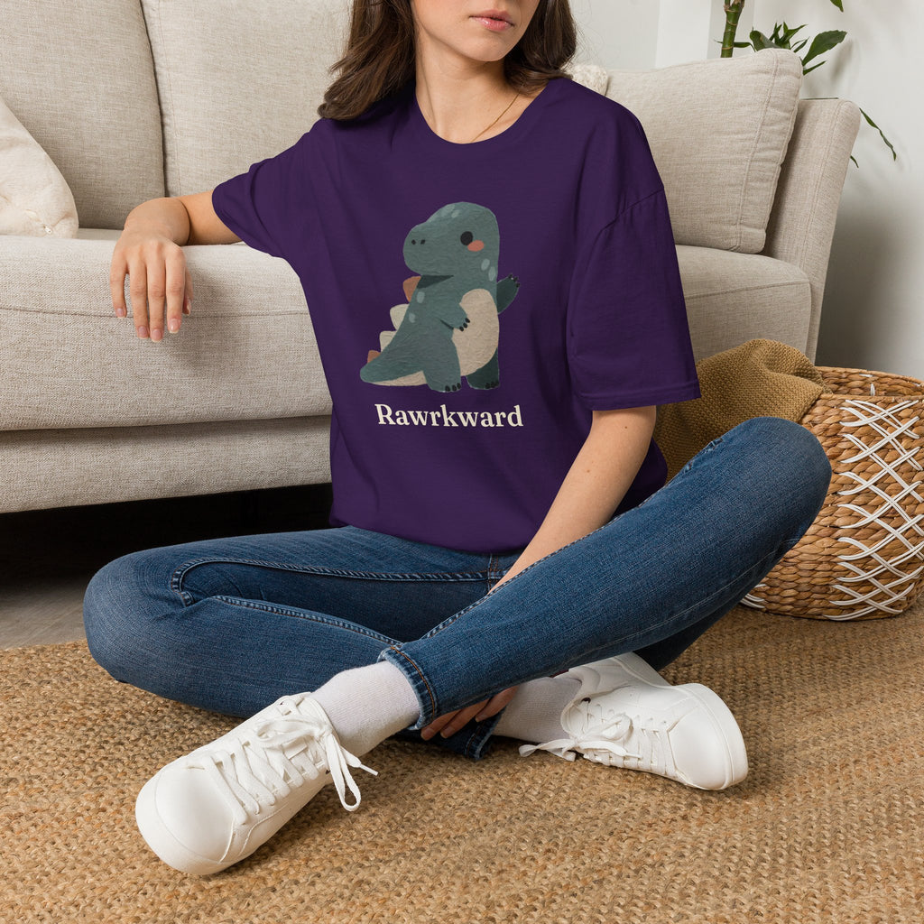 Rawrkward T-Shirt — Funny Awkward Shy Dinosaur Graphic Tee