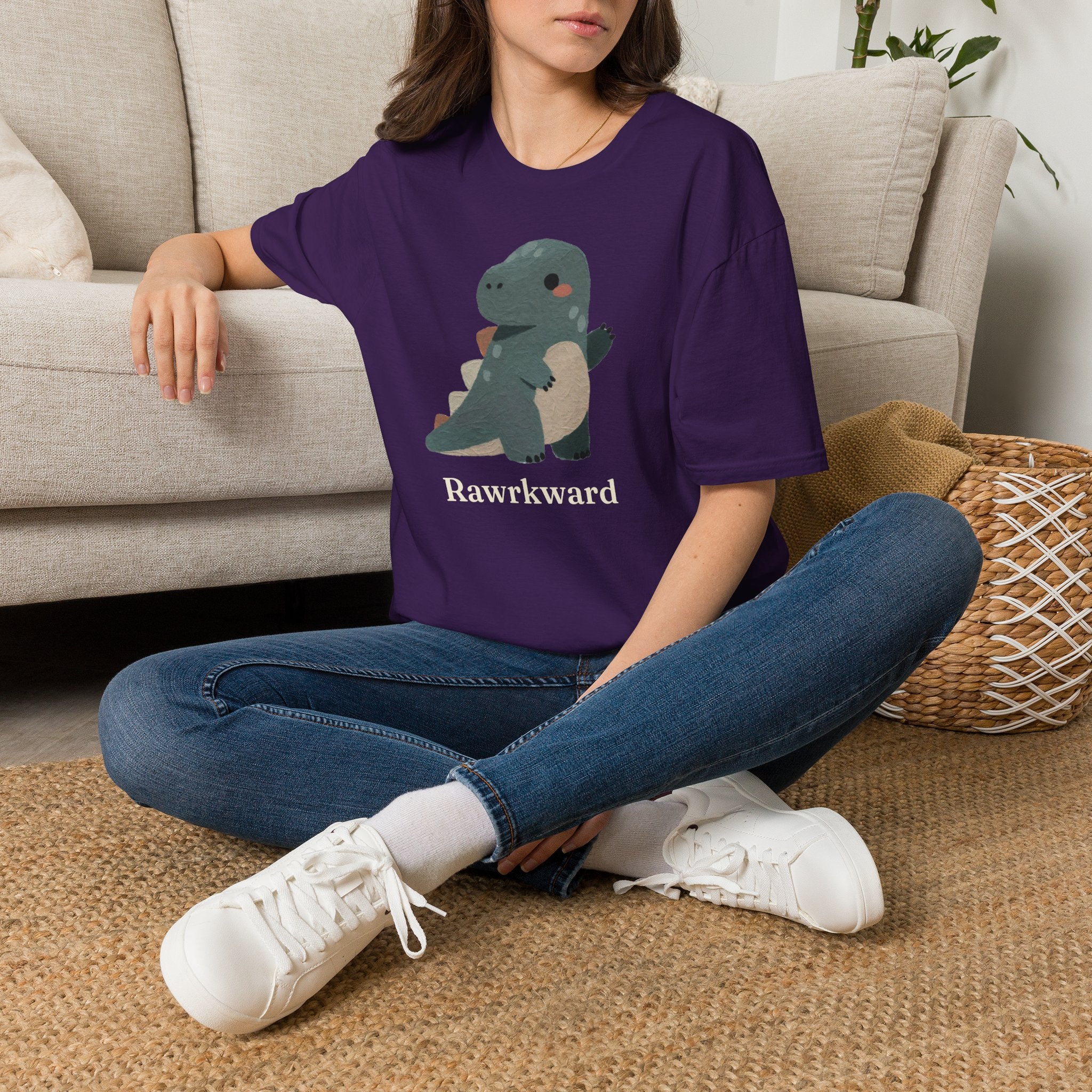 Rawrkward T-Shirt — Funny Awkward Shy Dinosaur Graphic Tee