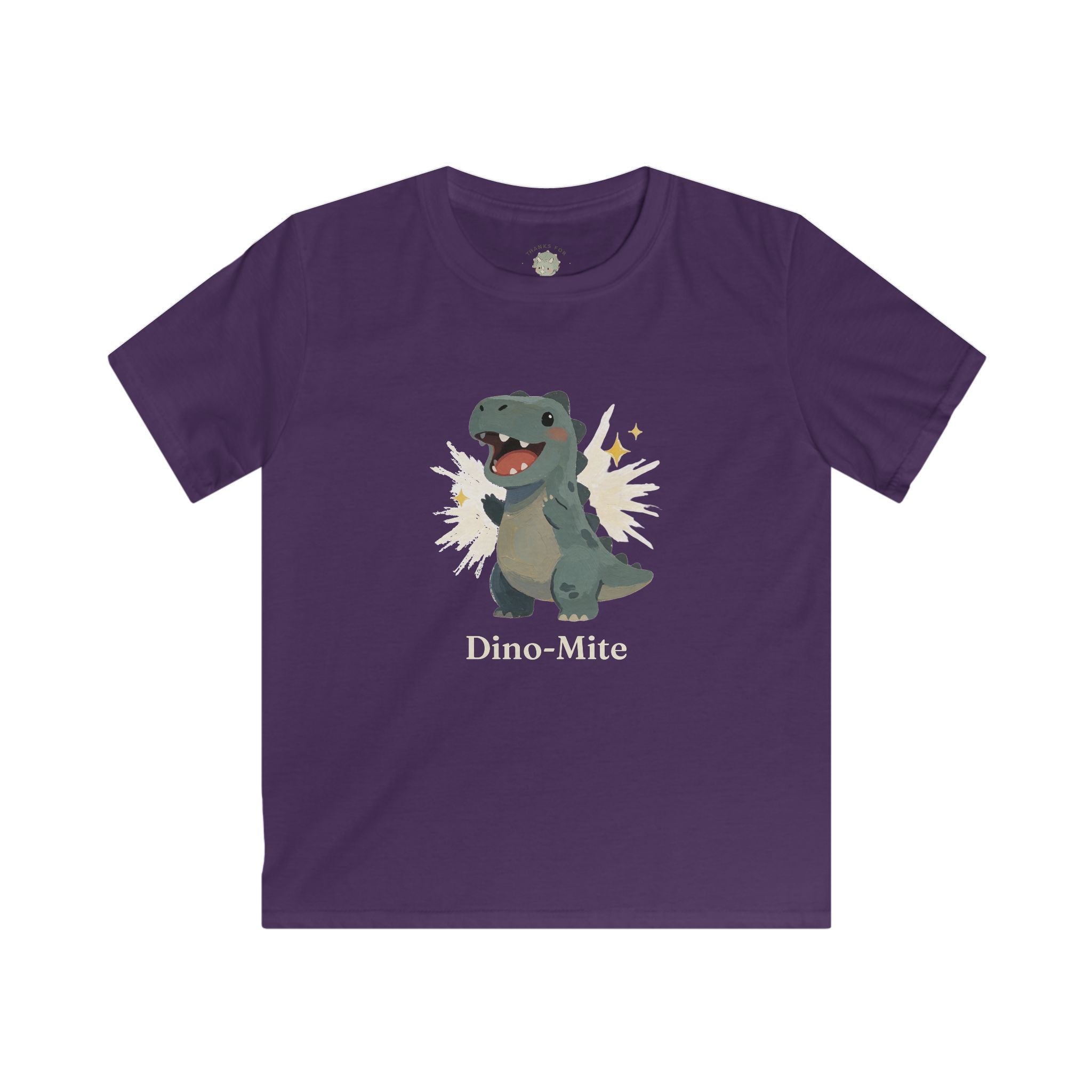 Kids Dino-Mite T-Shirt — Cute Cheerful Dinosaur Pun Graphic Tee