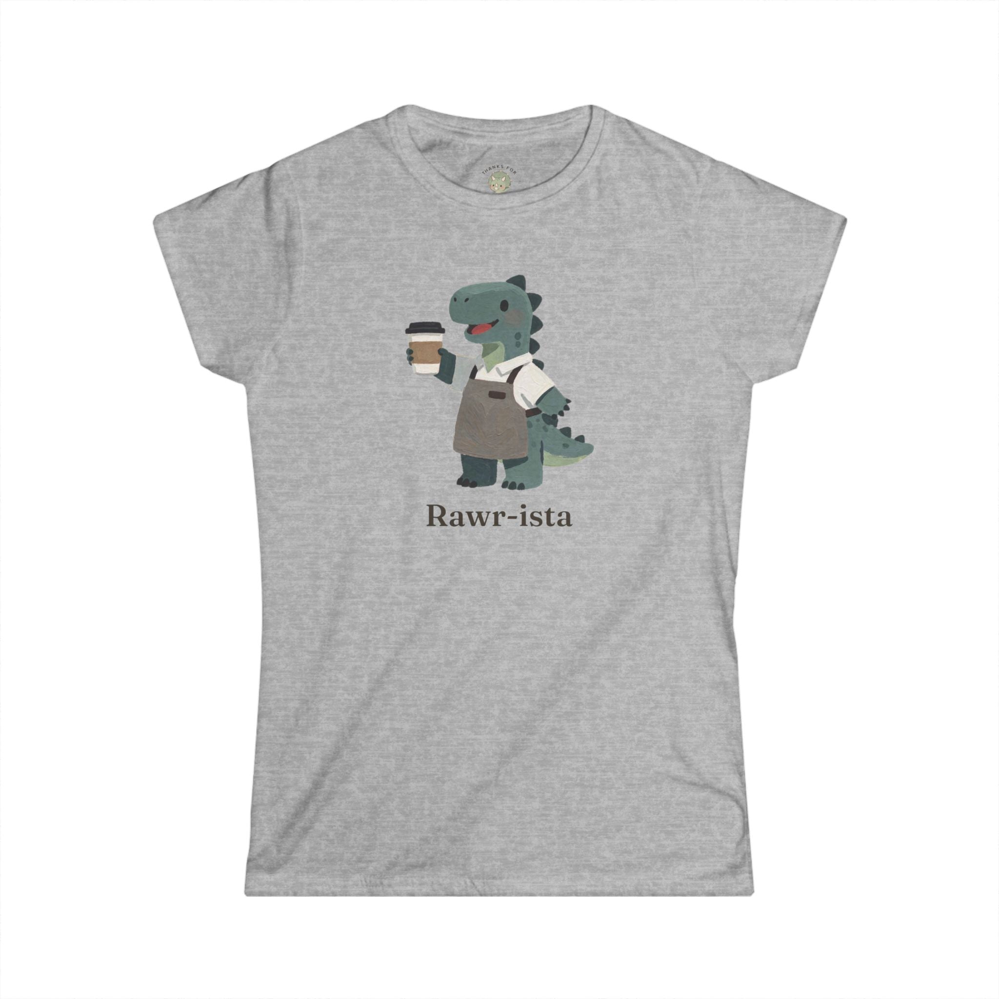 Women's Rawr-ista T-Shirt — Funny Coffee Dinosaur Barista Graphic Tee