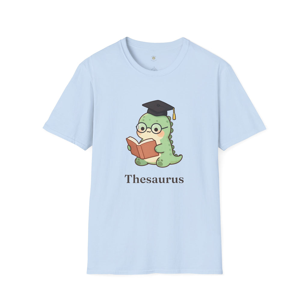 Thesaurus T-Shirt — Cute Word Nerd Dinosaur Grammar Pun Graphic Tee
