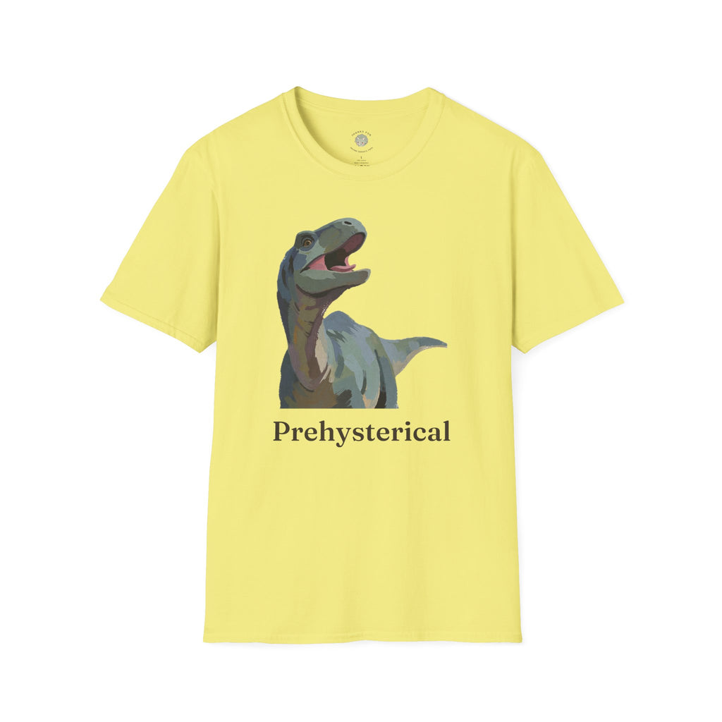 Prehysterical T-Shirt — Funny Laughing Dinosaur Pun Graphic Tee