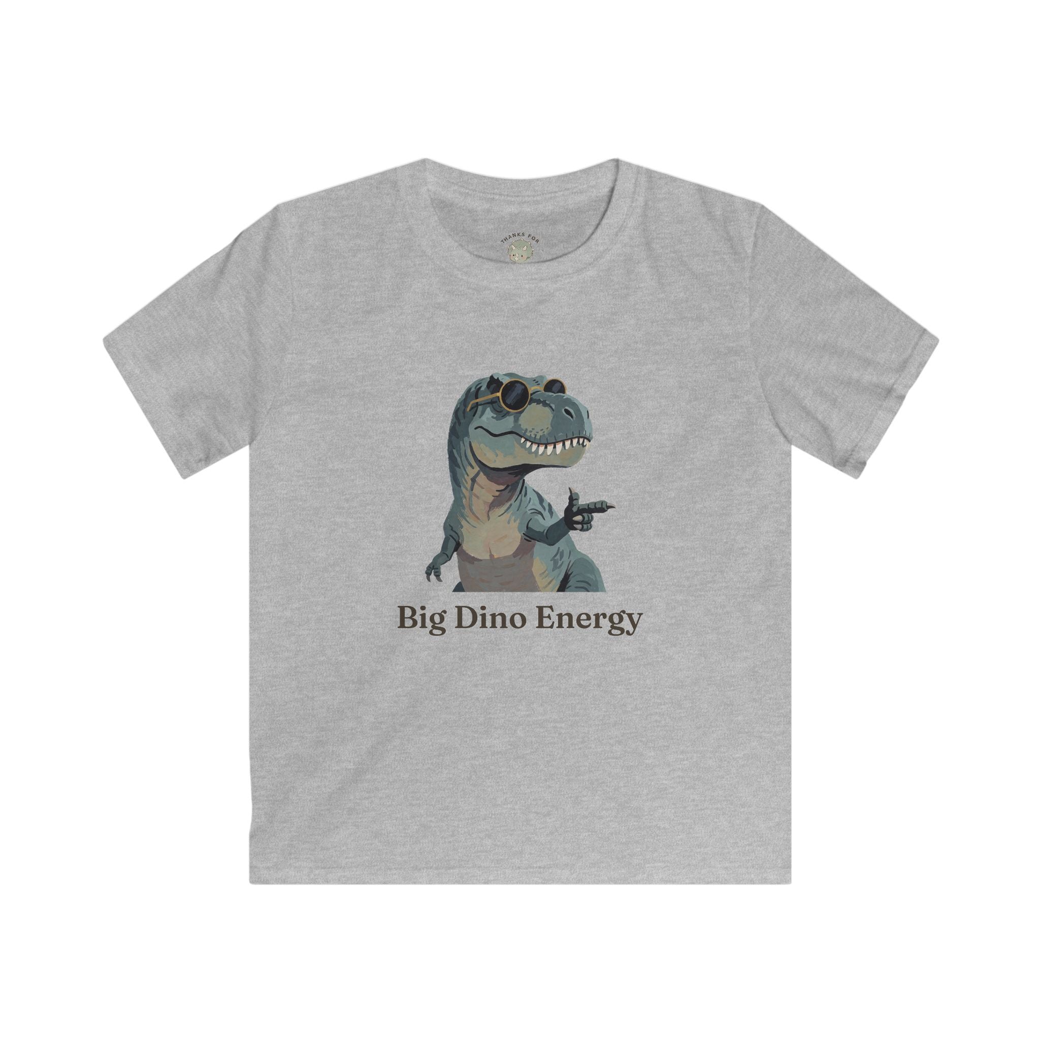 Kids Big Dino Energy T-Shirt — Funny Confident Cool Dinosaur Graphic Tee