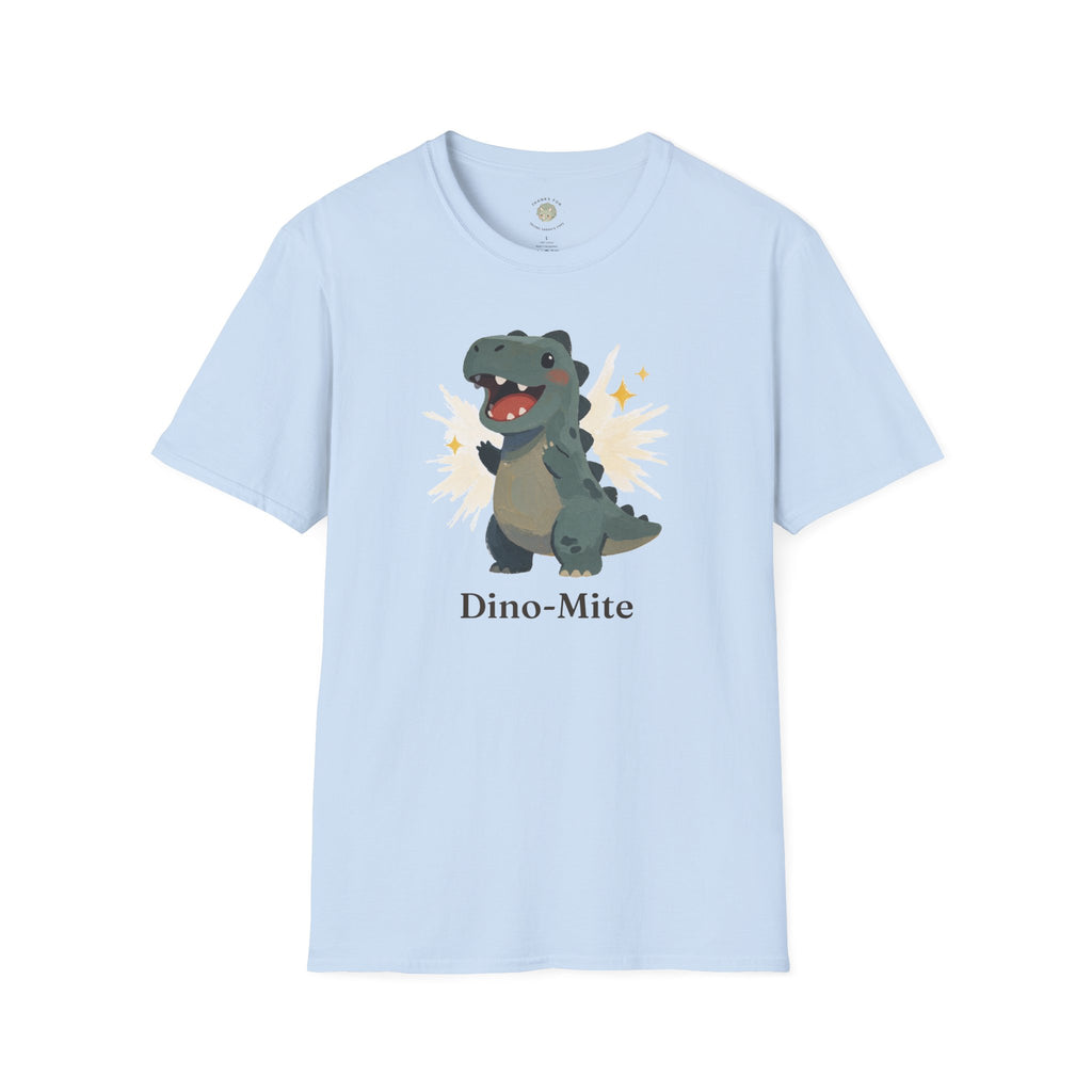 Dino-Mite T-Shirt — Cute Cheerful Dinosaur Pun Graphic Tee