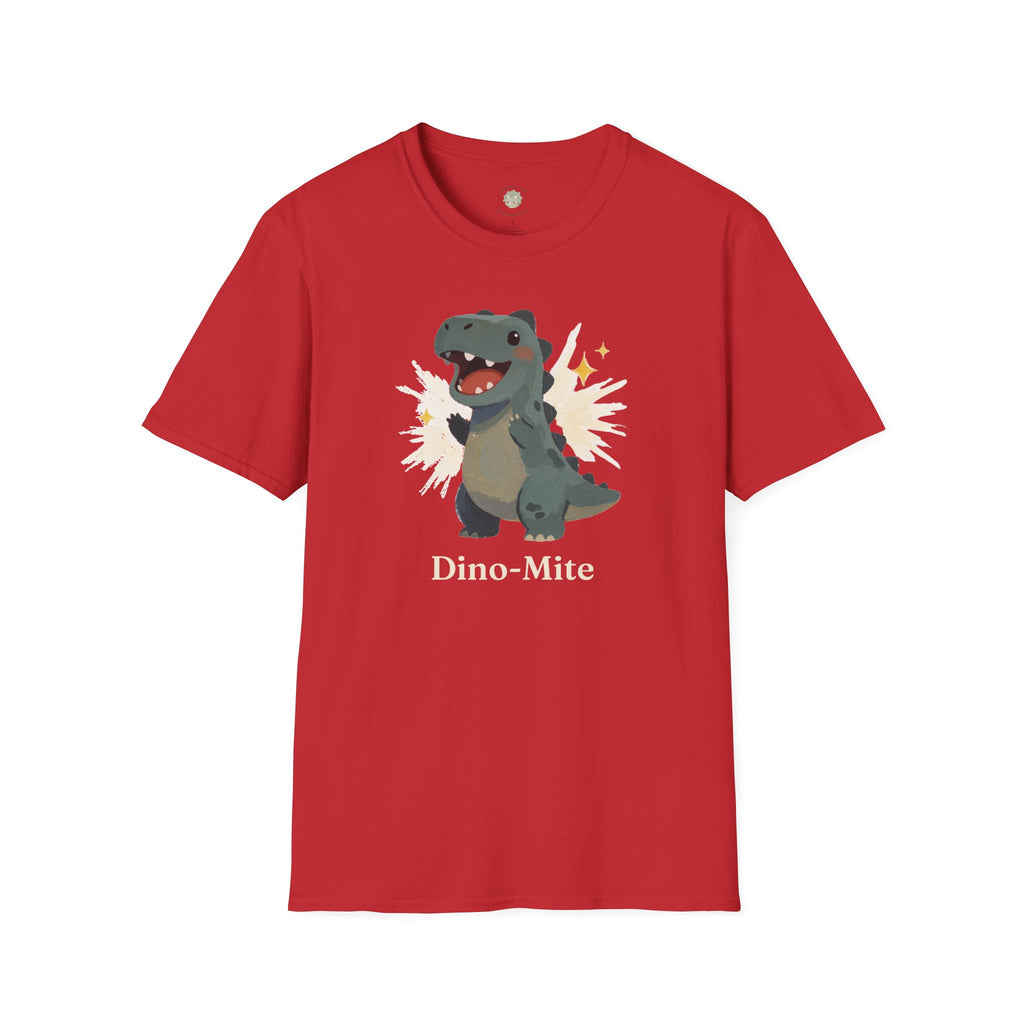 Dino-Mite T-Shirt — Cute Cheerful Dinosaur Pun Graphic Tee