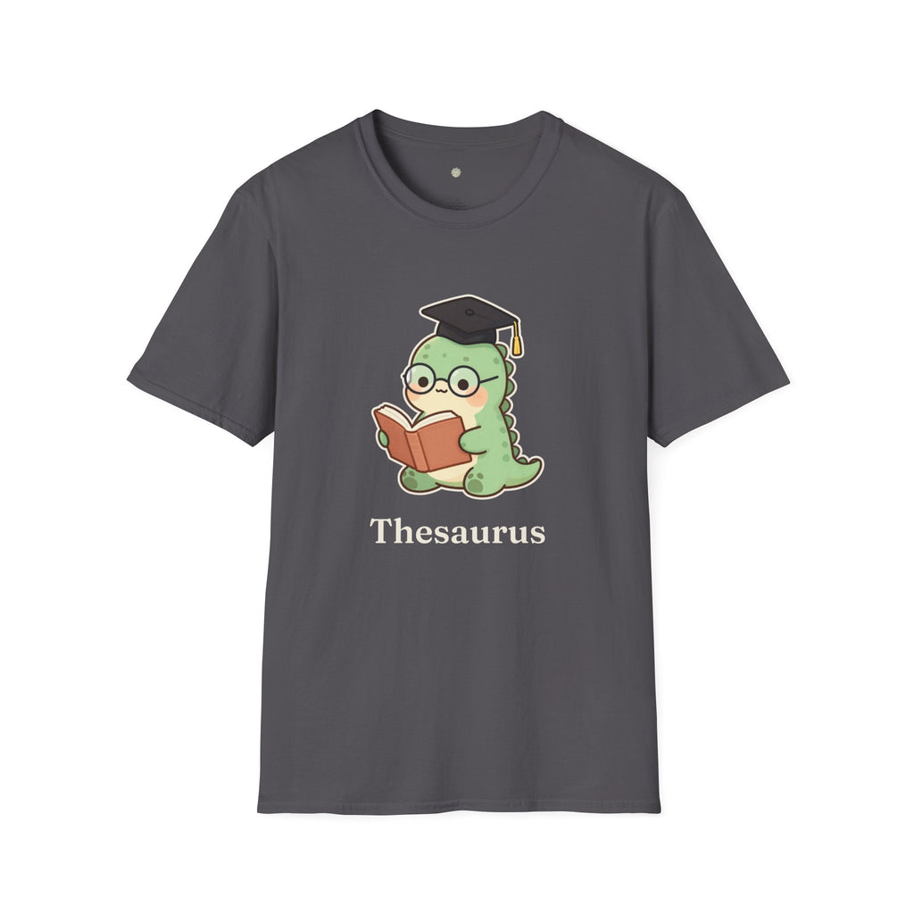 Thesaurus T-Shirt — Cute Word Nerd Dinosaur Grammar Pun Graphic Tee