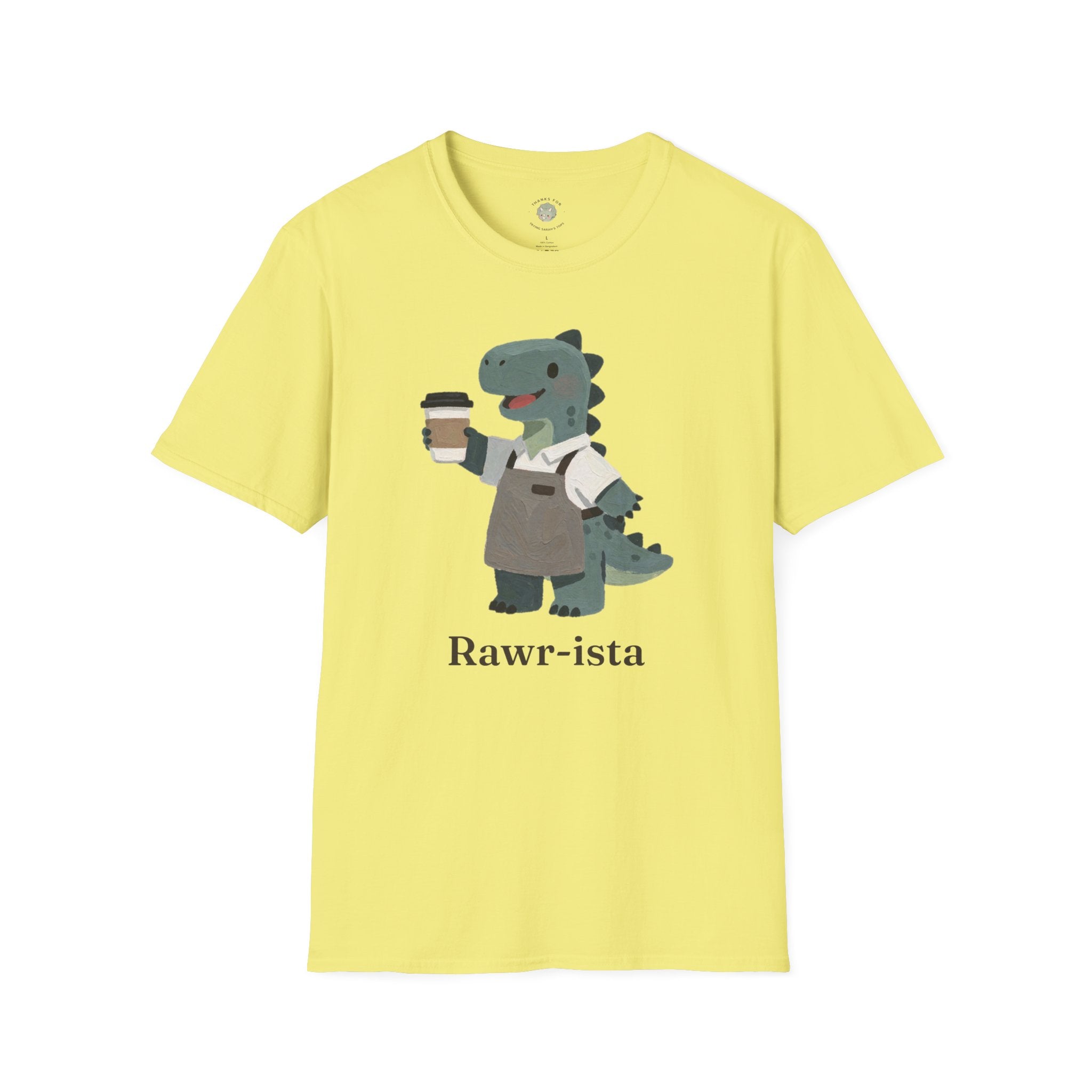 Rawr-ista T-Shirt — Funny Coffee Dinosaur Barista Graphic Tee