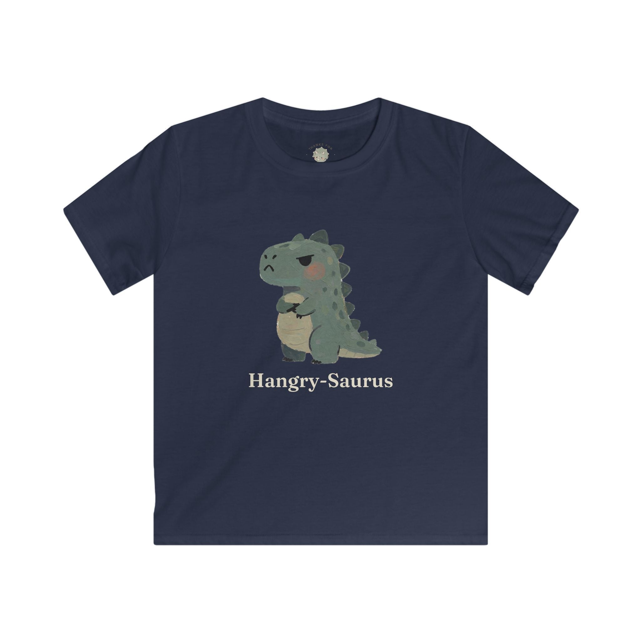 Kids Hangry-Saurus T-Shirt — Funny Hungry Grumpy Dinosaur Graphic Tee