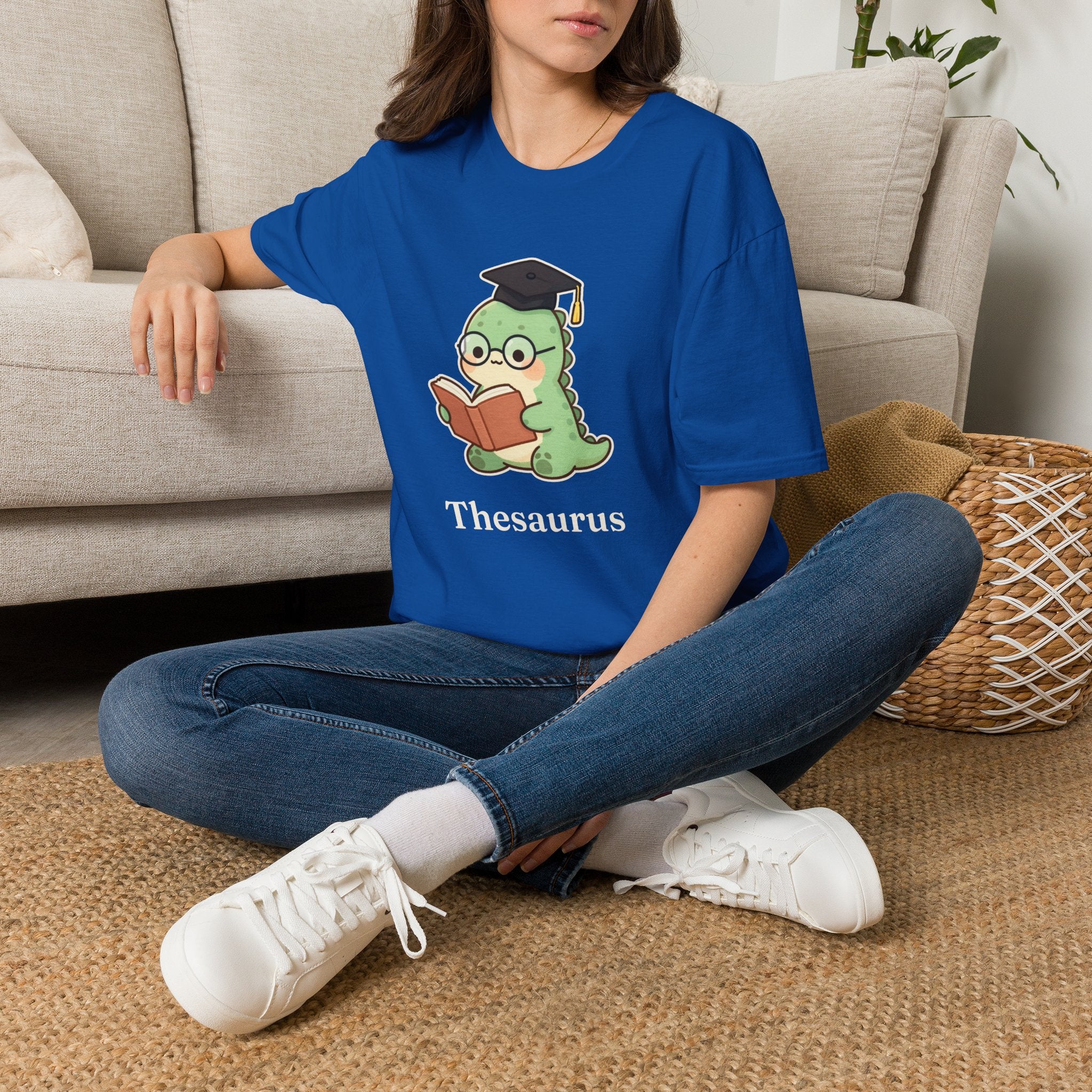 Thesaurus T-Shirt — Cute Word Nerd Dinosaur Grammar Pun Graphic Tee