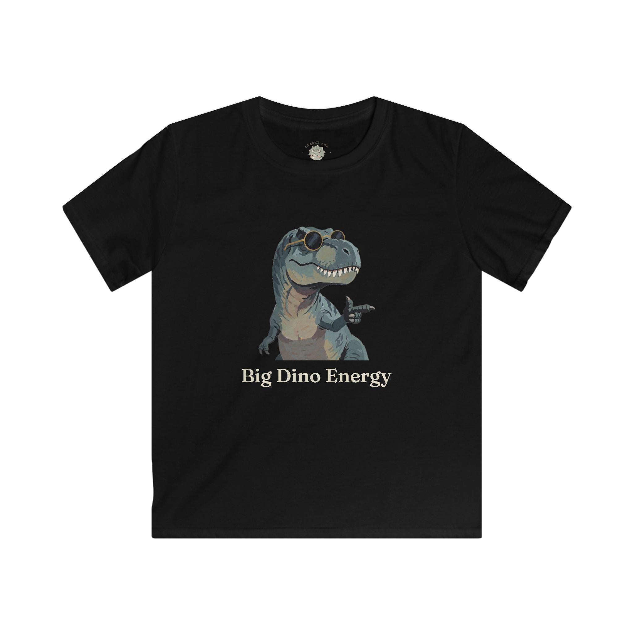Kids Big Dino Energy T-Shirt — Funny Confident Cool Dinosaur Graphic Tee