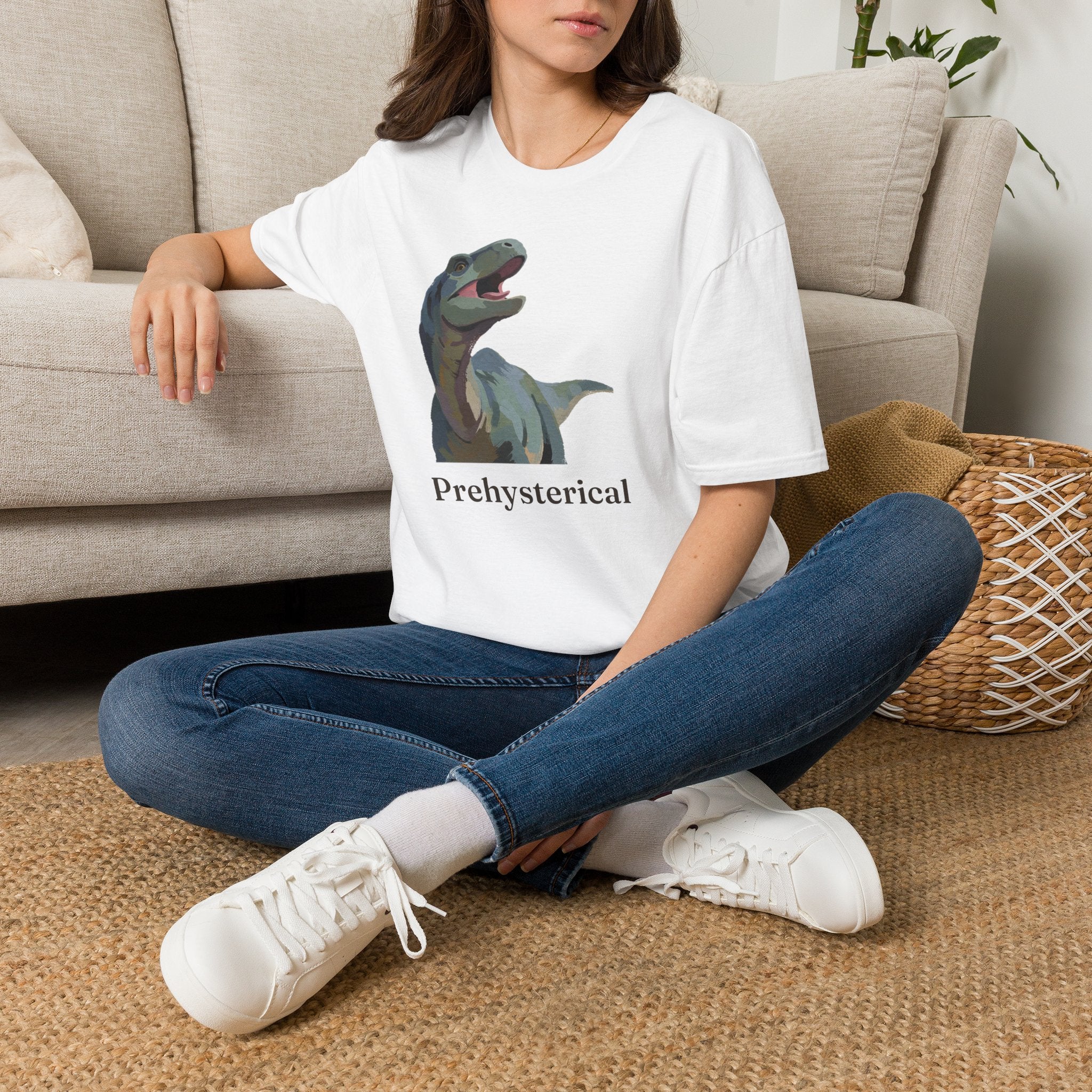 Prehysterical T-Shirt — Funny Laughing Dinosaur Pun Graphic Tee