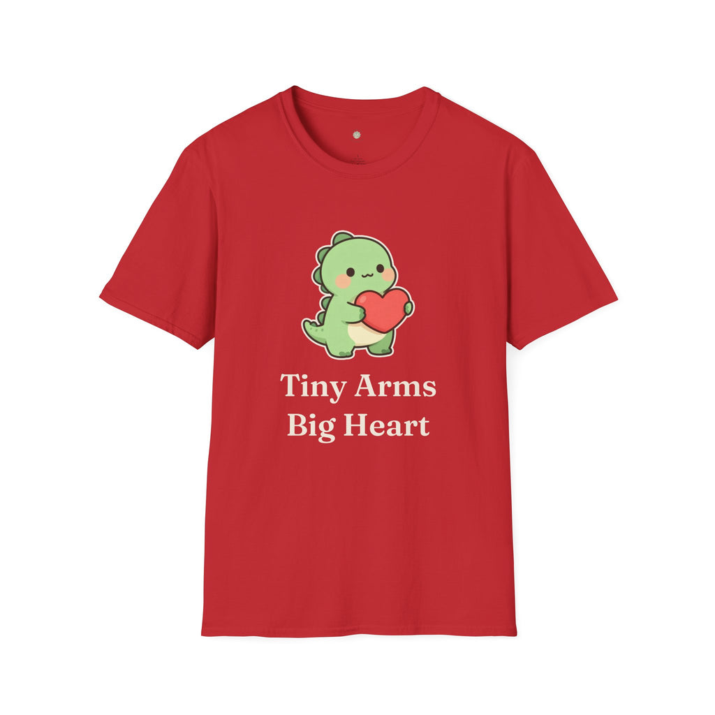 Tiny Arms, Big Heart Dino Tee — Kawaii T-Rex Heart Graphic T-Shirt