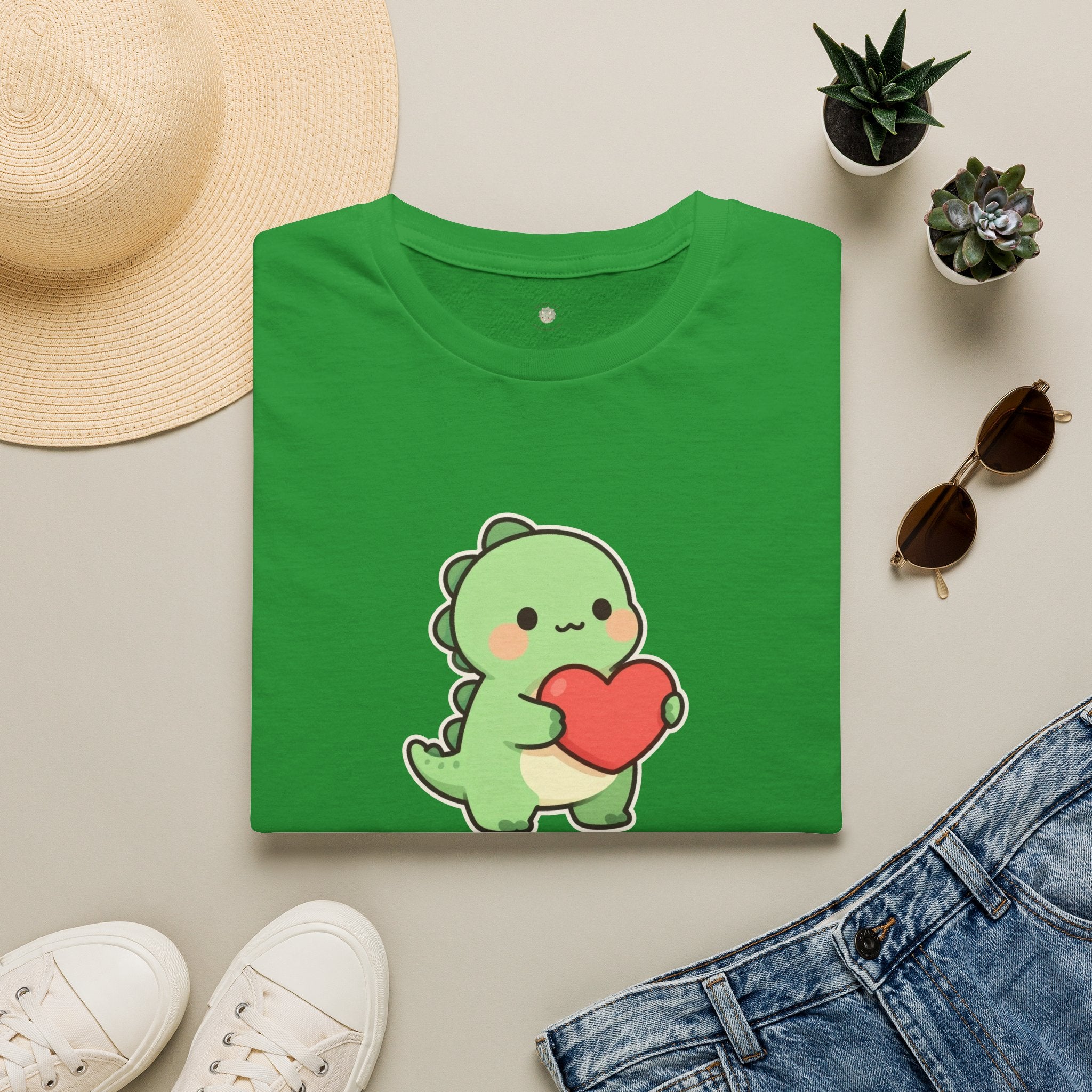 Tiny Arms, Big Heart Dino Tee — Kawaii T-Rex Heart Graphic T-Shirt