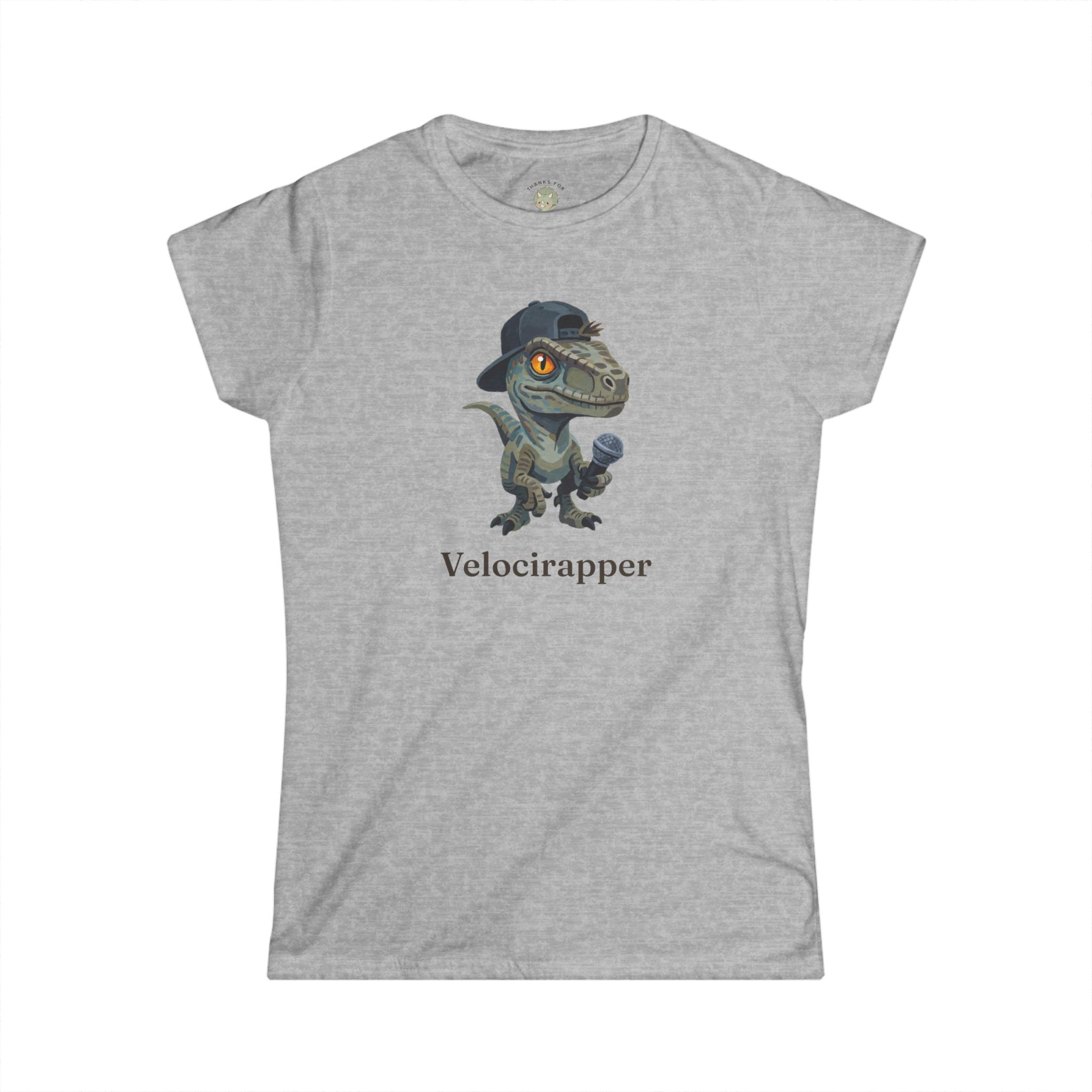 Women's Velocirapper T-Shirt — Funny Rapper Raptor Dinosaur Graphic Tee