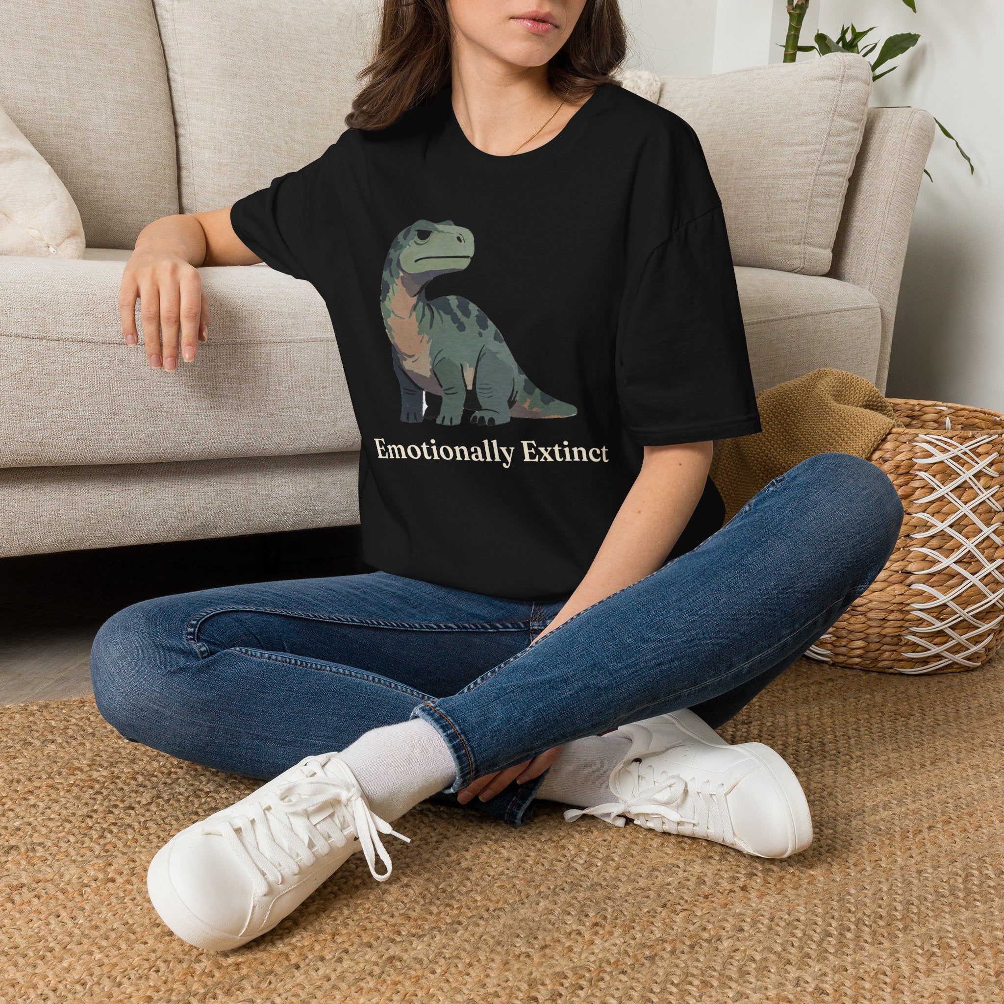 Emotionally Extinct T-Shirt — Funny Deadpan Dinosaur Graphic Tee