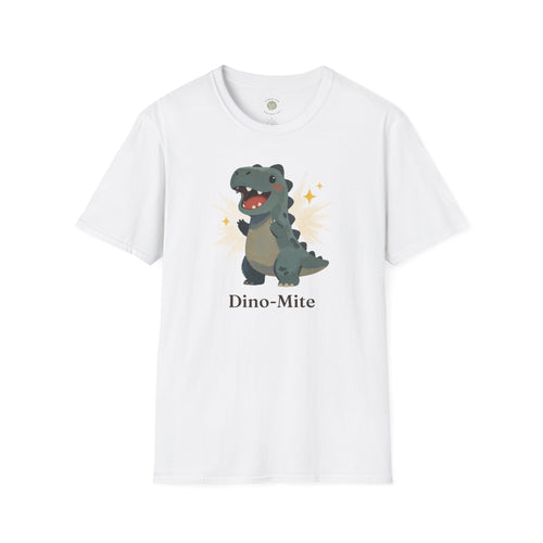 Dino-Mite T-Shirt — Cute Cheerful Dinosaur Pun Graphic Tee