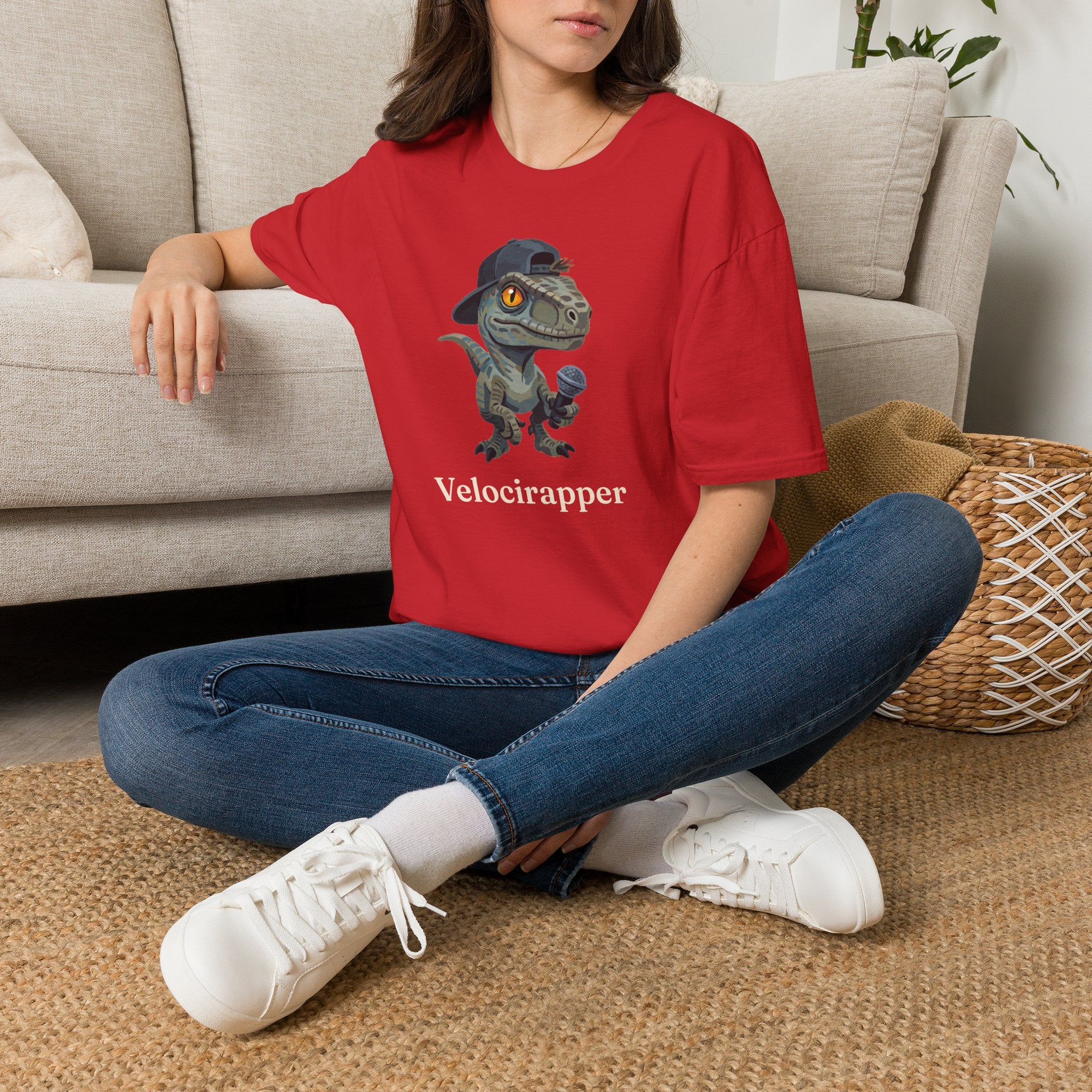 Velocirapper T-Shirt — Funny Rapper Raptor Dinosaur Graphic Tee