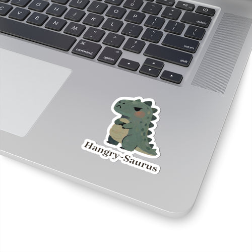 Hangry-Saurus Sticker — Funny Hungry Grumpy Dinosaur Vinyl Sticker