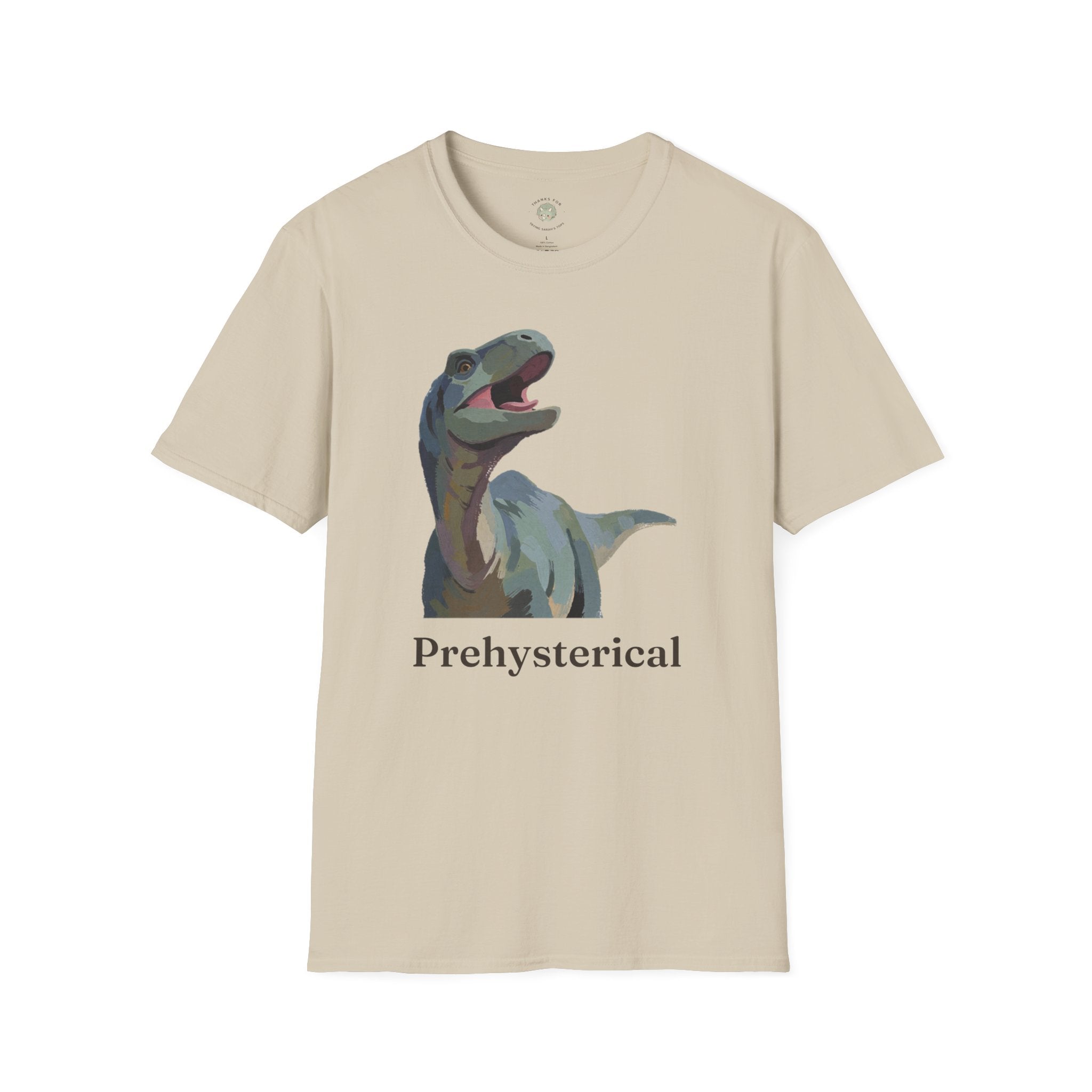Prehysterical T-Shirt — Funny Laughing Dinosaur Pun Graphic Tee