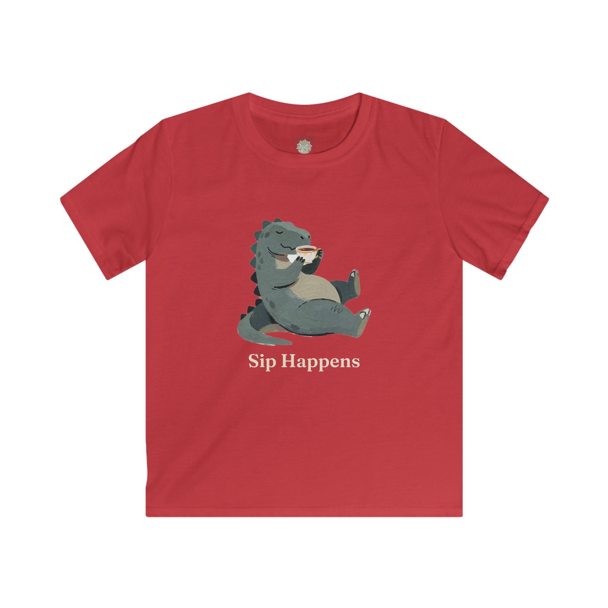 Kids Sip Happens T-Shirt — Funny Dinosaur Coffee Tea Graphic Tee