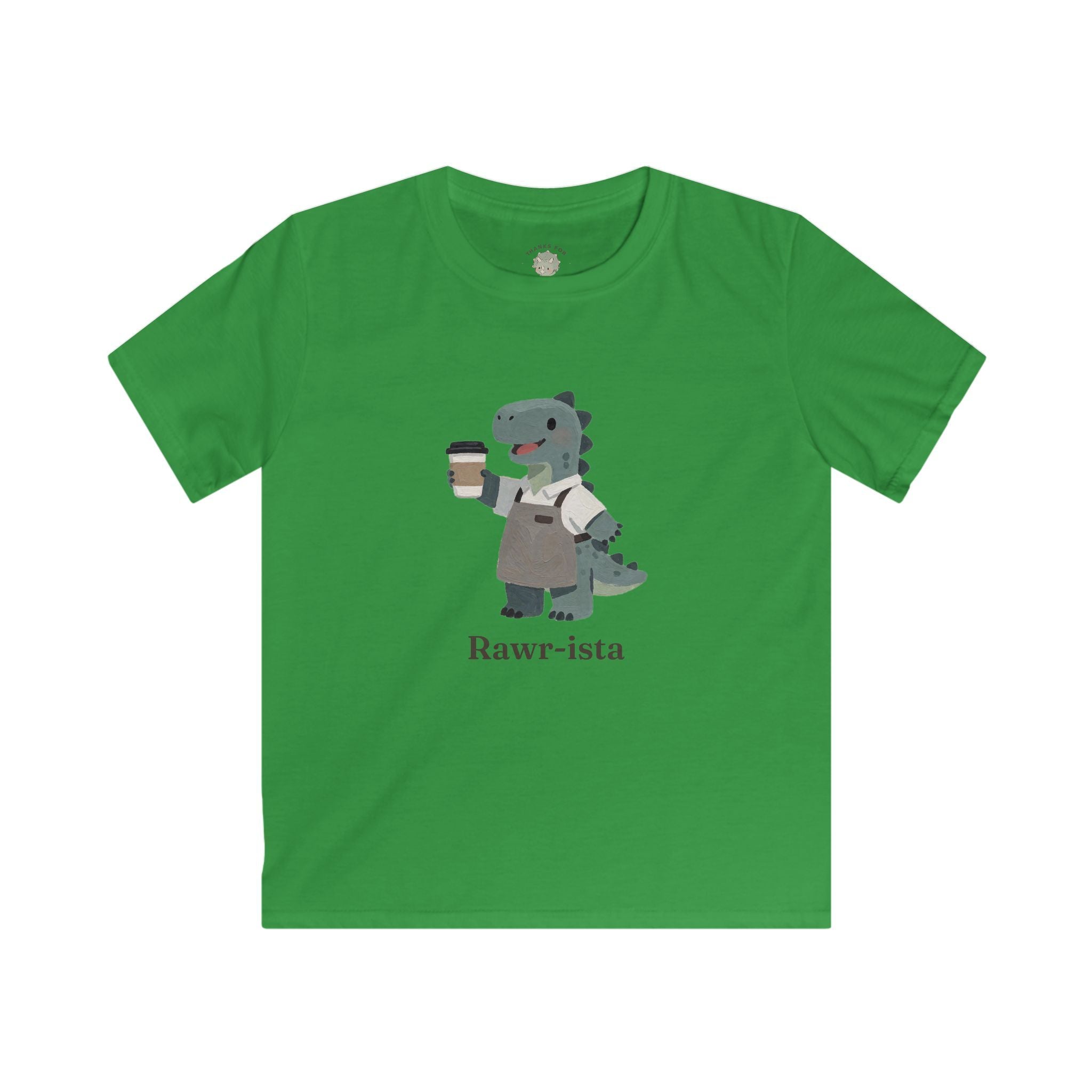 Kids Rawr-ista T-Shirt — Funny Coffee Dinosaur Barista Graphic Tee