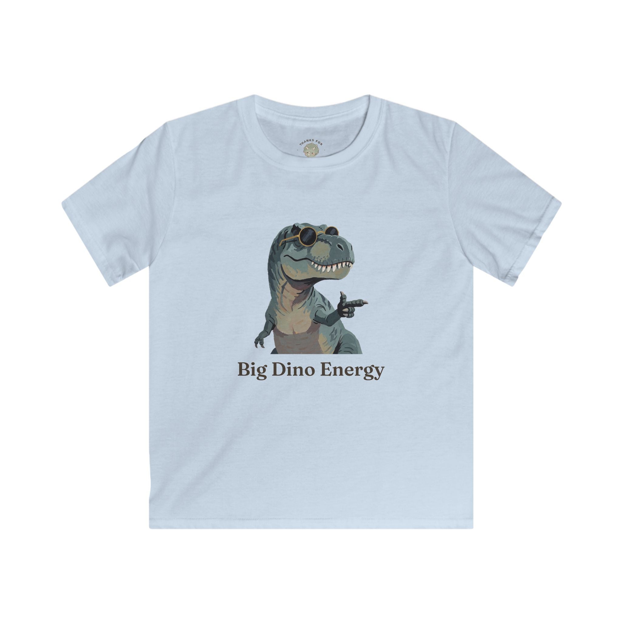 Kids Big Dino Energy T-Shirt — Funny Confident Cool Dinosaur Graphic Tee