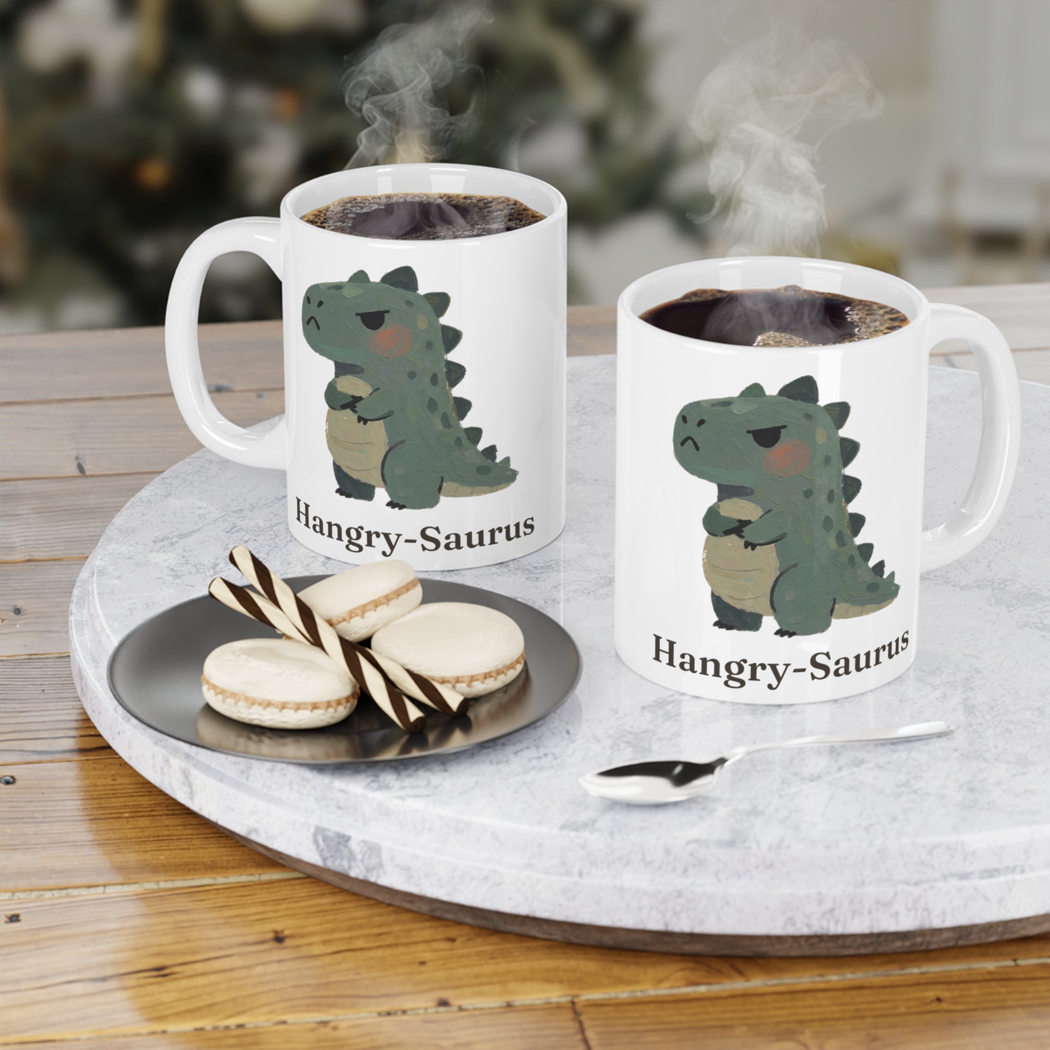 Hangry-Saurus Mug — Funny Hungry Grumpy Dinosaur Ceramic Mug