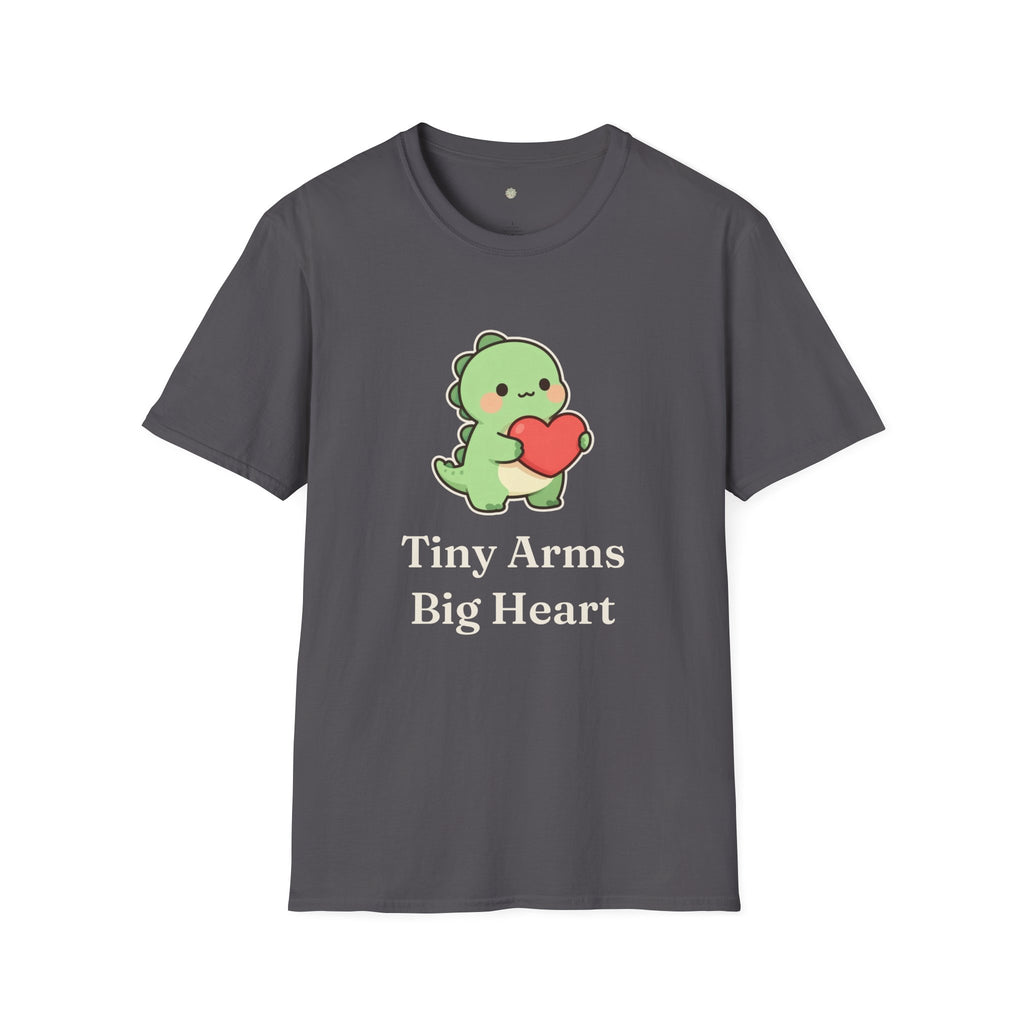 Tiny Arms, Big Heart Dino Tee — Kawaii T-Rex Heart Graphic T-Shirt