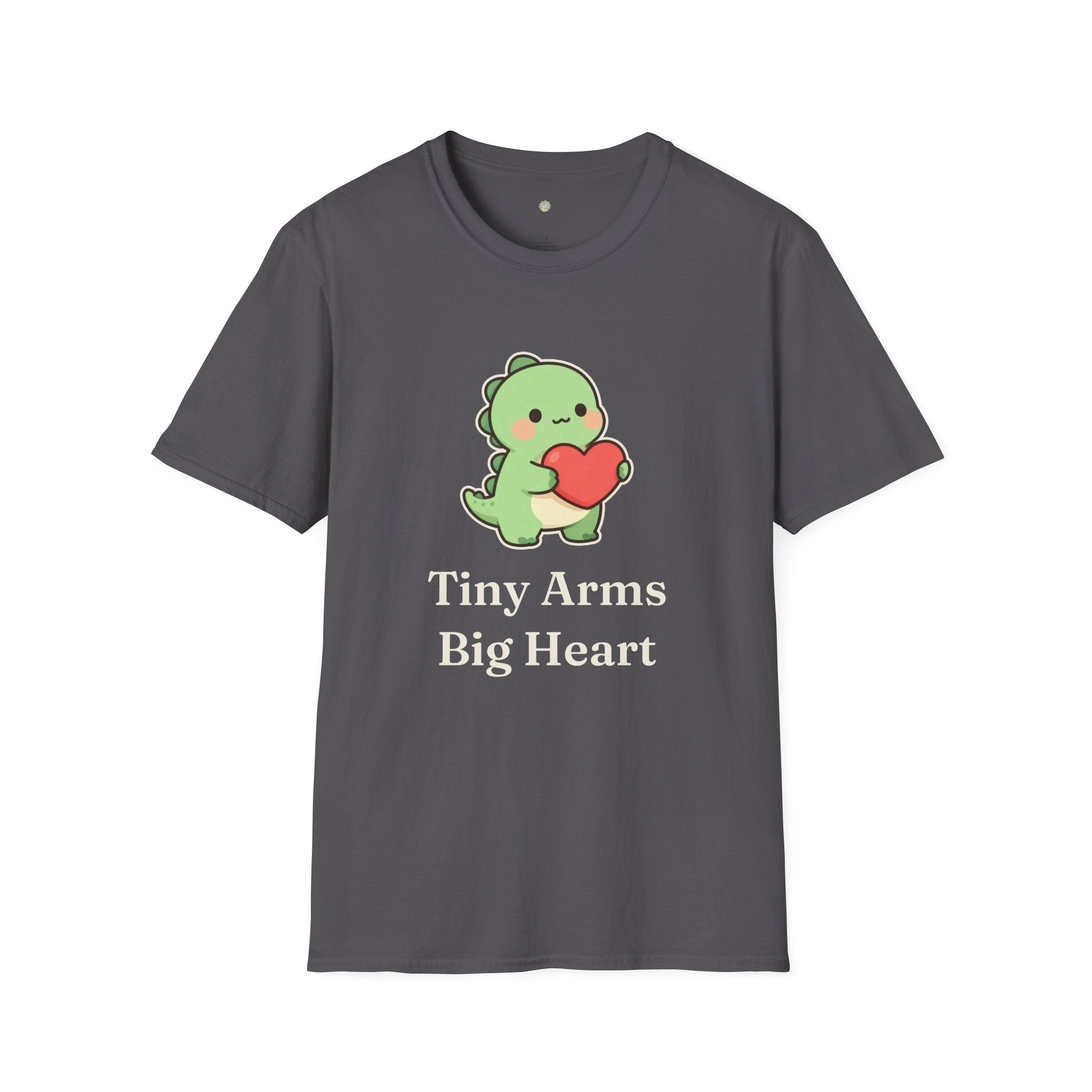Tiny Arms, Big Heart Dino Tee — Kawaii T-Rex Heart Graphic T-Shirt