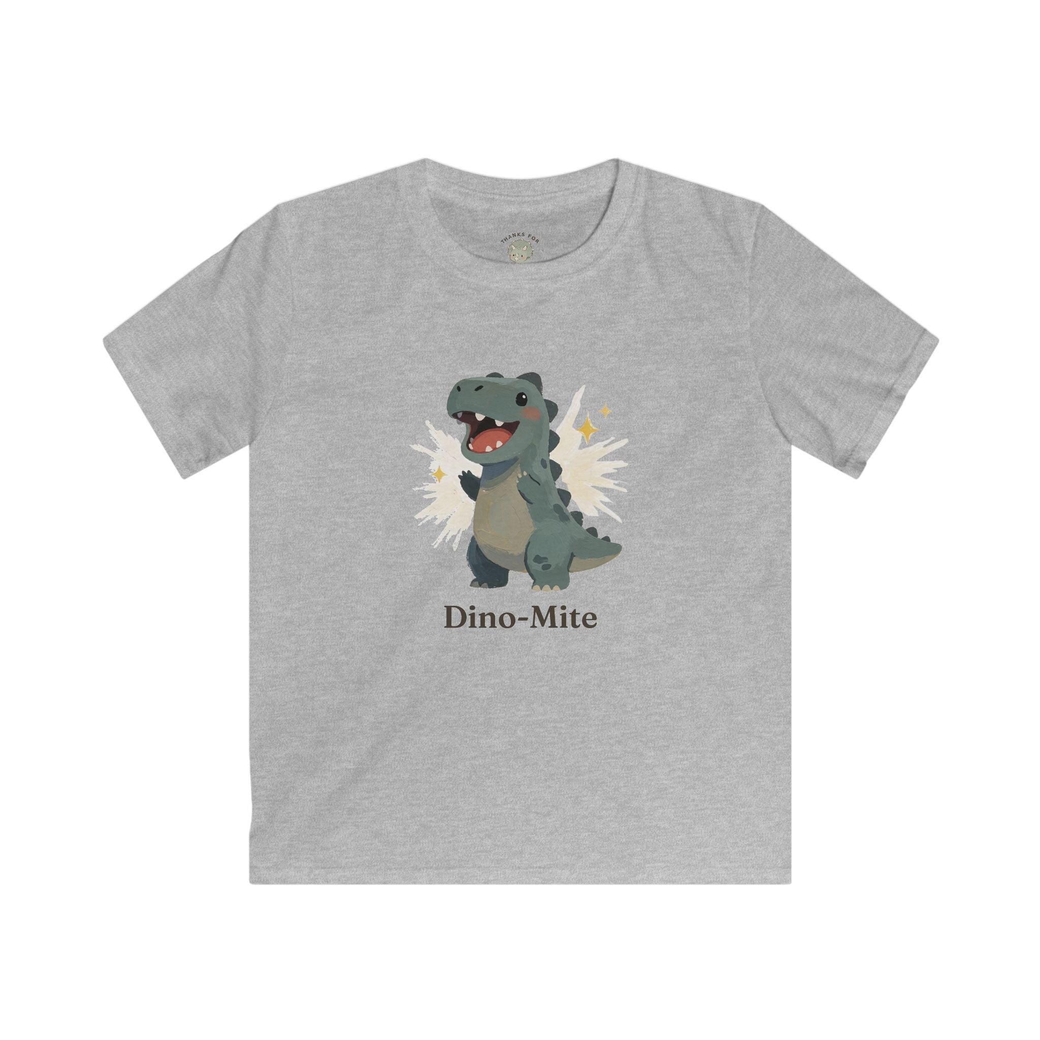 Kids Dino-Mite T-Shirt — Cute Cheerful Dinosaur Pun Graphic Tee
