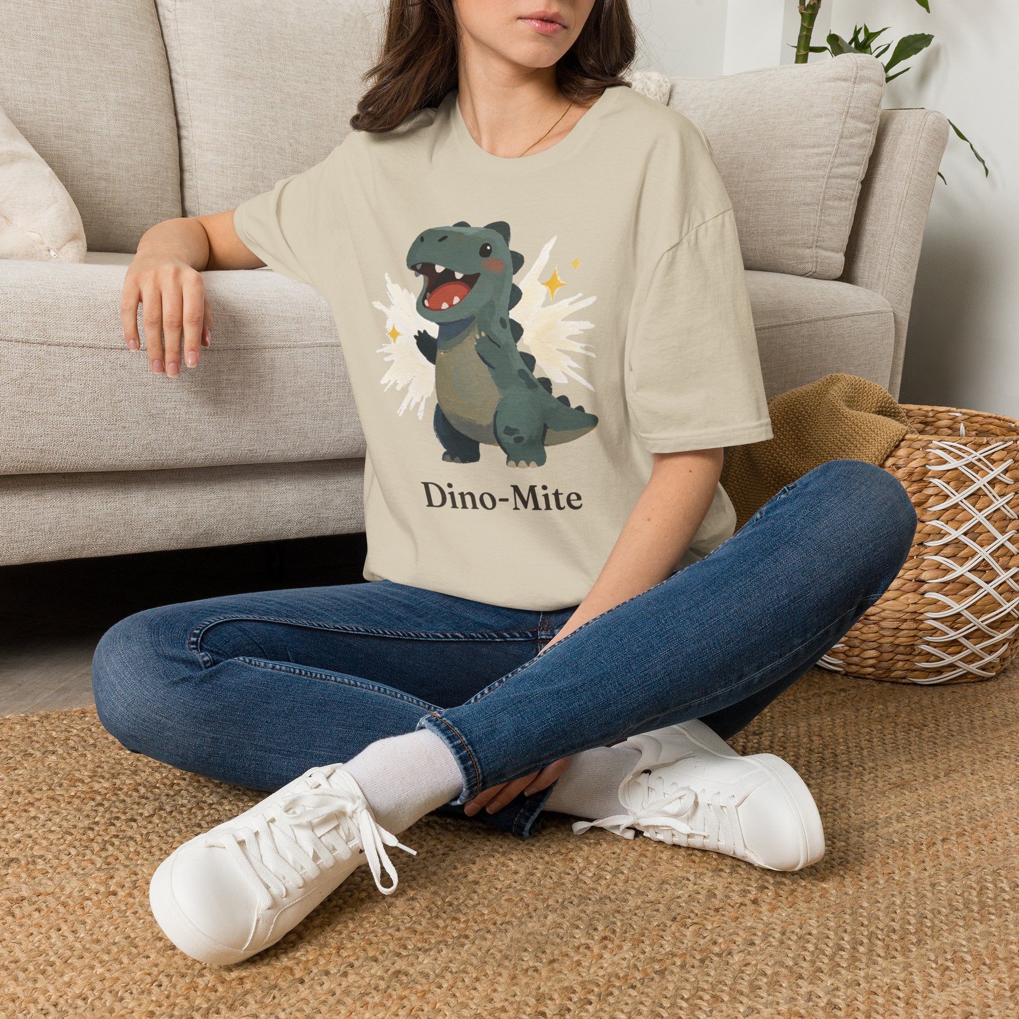 Dino-Mite T-Shirt — Cute Cheerful Dinosaur Pun Graphic Tee