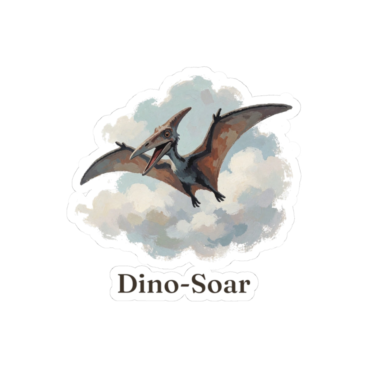 Dino-Soar Sticker — Cute Flying Pterodactyl Pun Vinyl Sticker