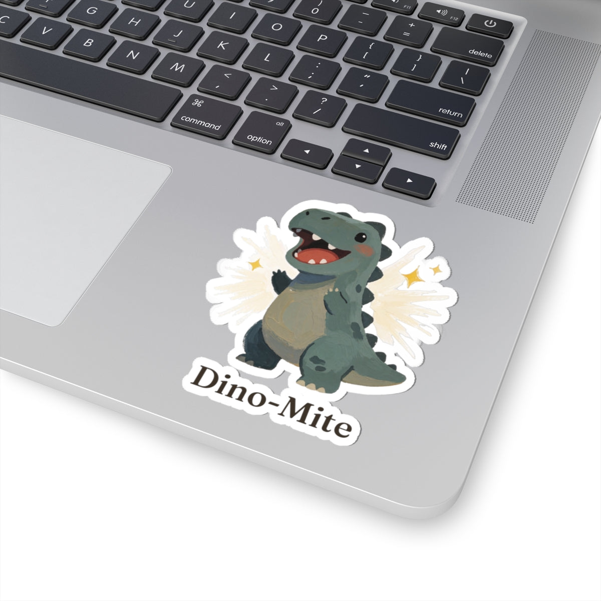 Dino-Mite Sticker — Cute Cheerful Dinosaur Pun Vinyl Sticker