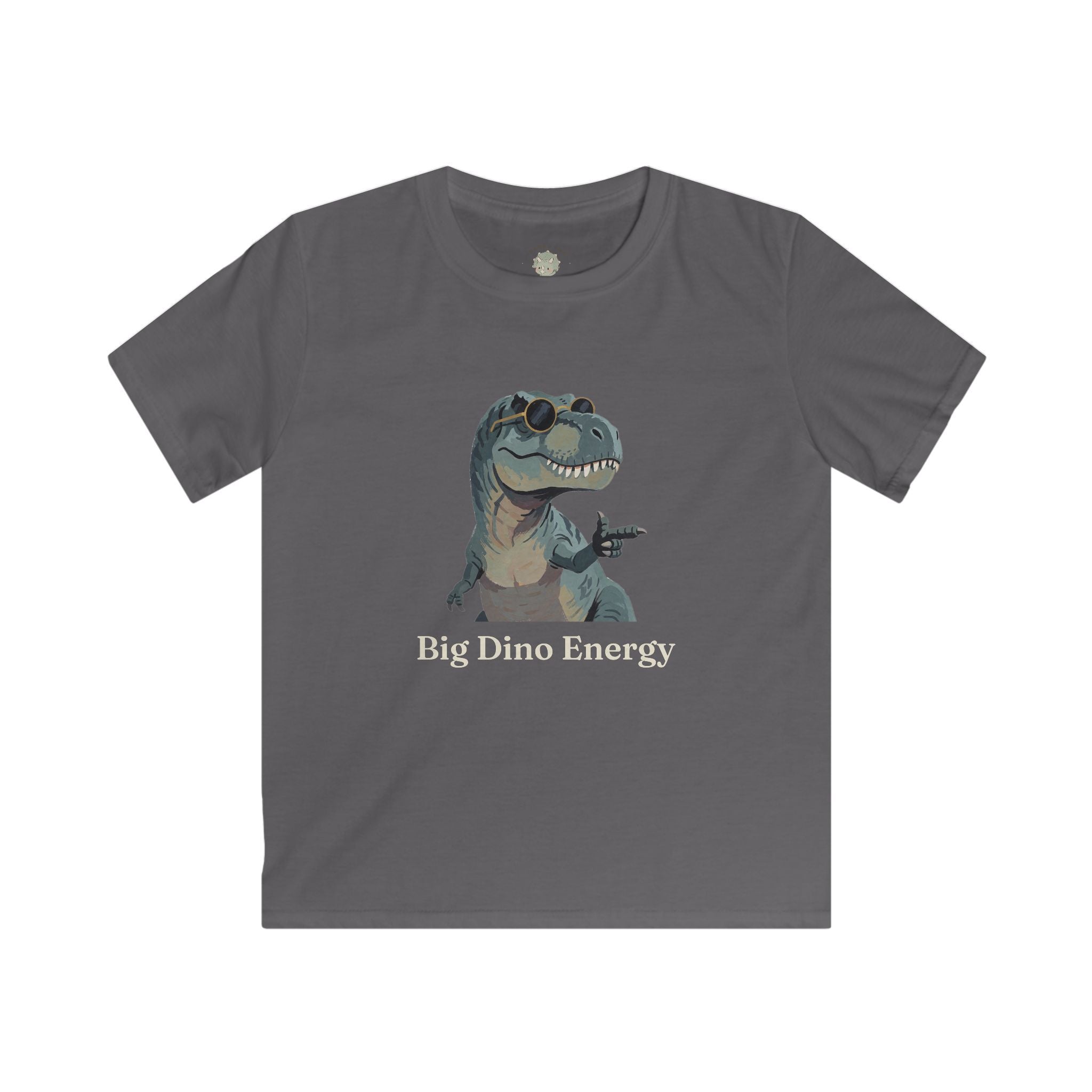 Kids Big Dino Energy T-Shirt — Funny Confident Cool Dinosaur Graphic Tee