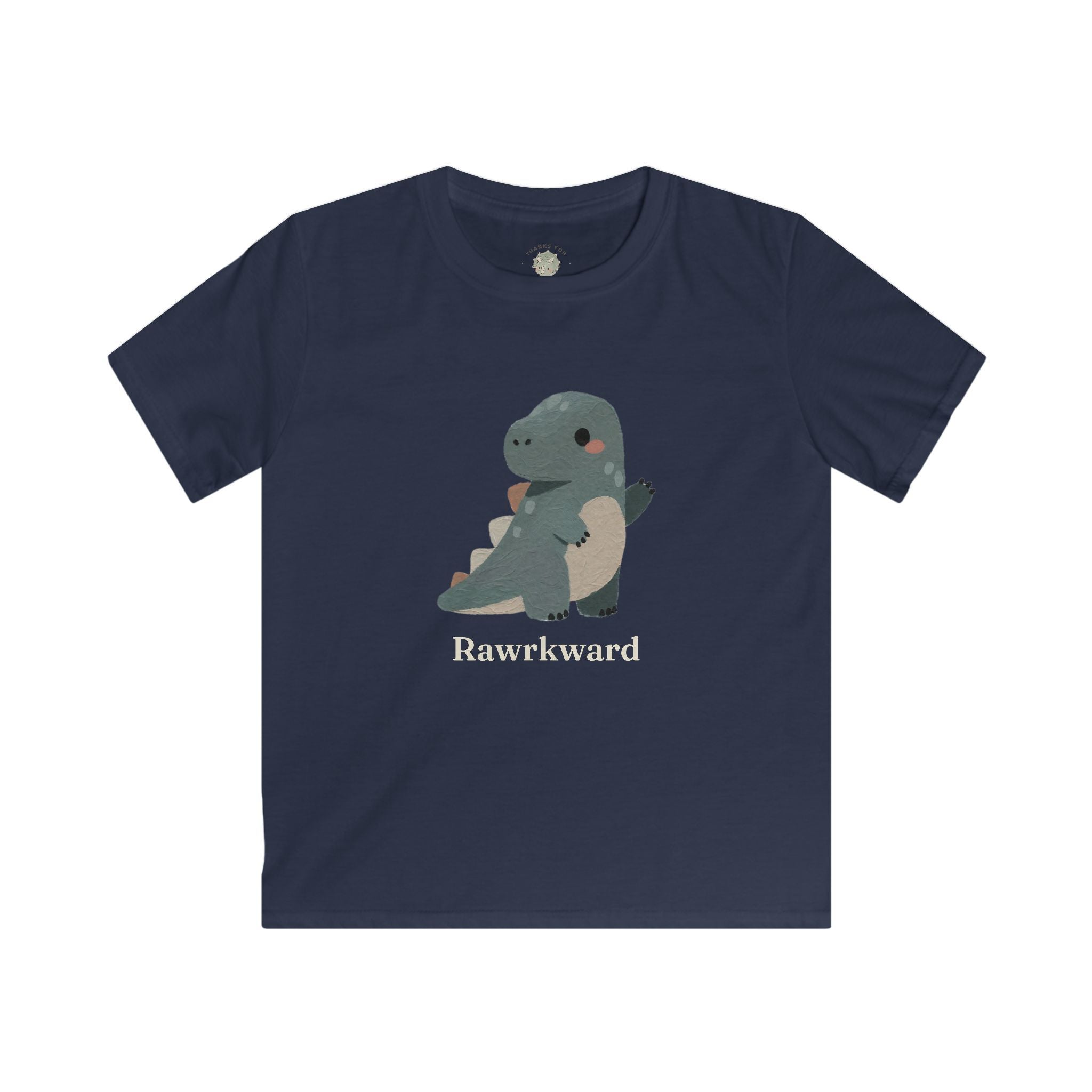 Kids Rawrkward T-Shirt — Funny Awkward Shy Dinosaur Graphic Tee
