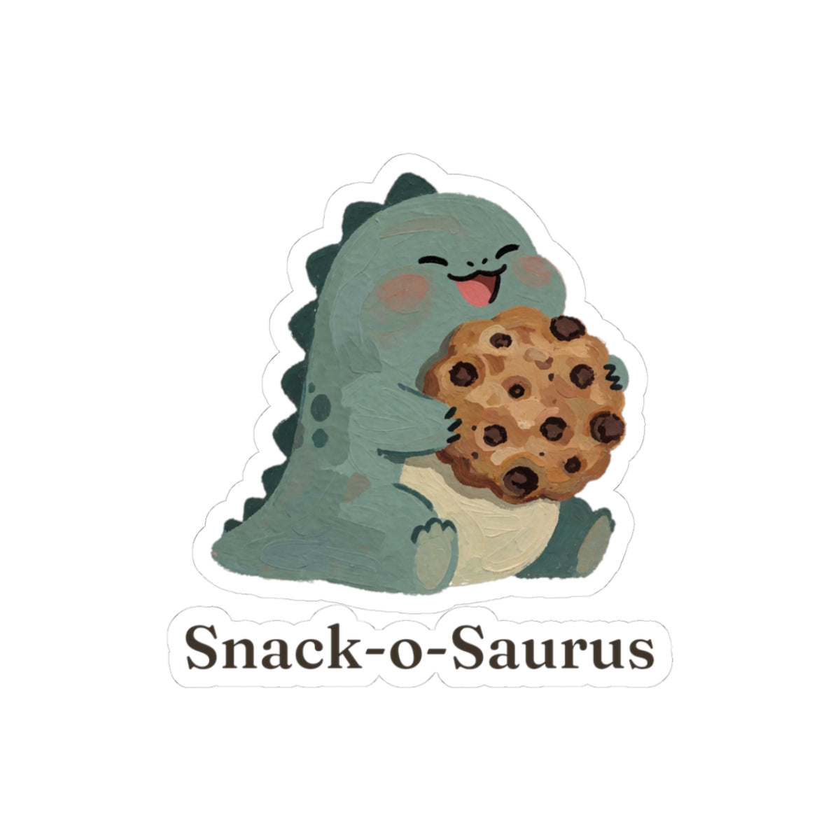 Snack-o-Saurus Sticker — Cute Cookie Dinosaur Snack Vinyl Sticker