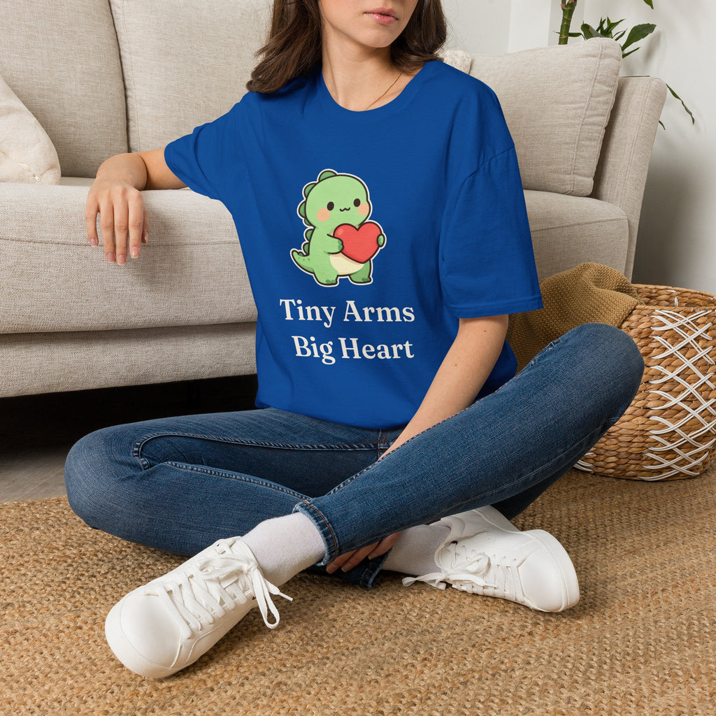 Tiny Arms, Big Heart Dino Tee — Kawaii T-Rex Heart Graphic T-Shirt