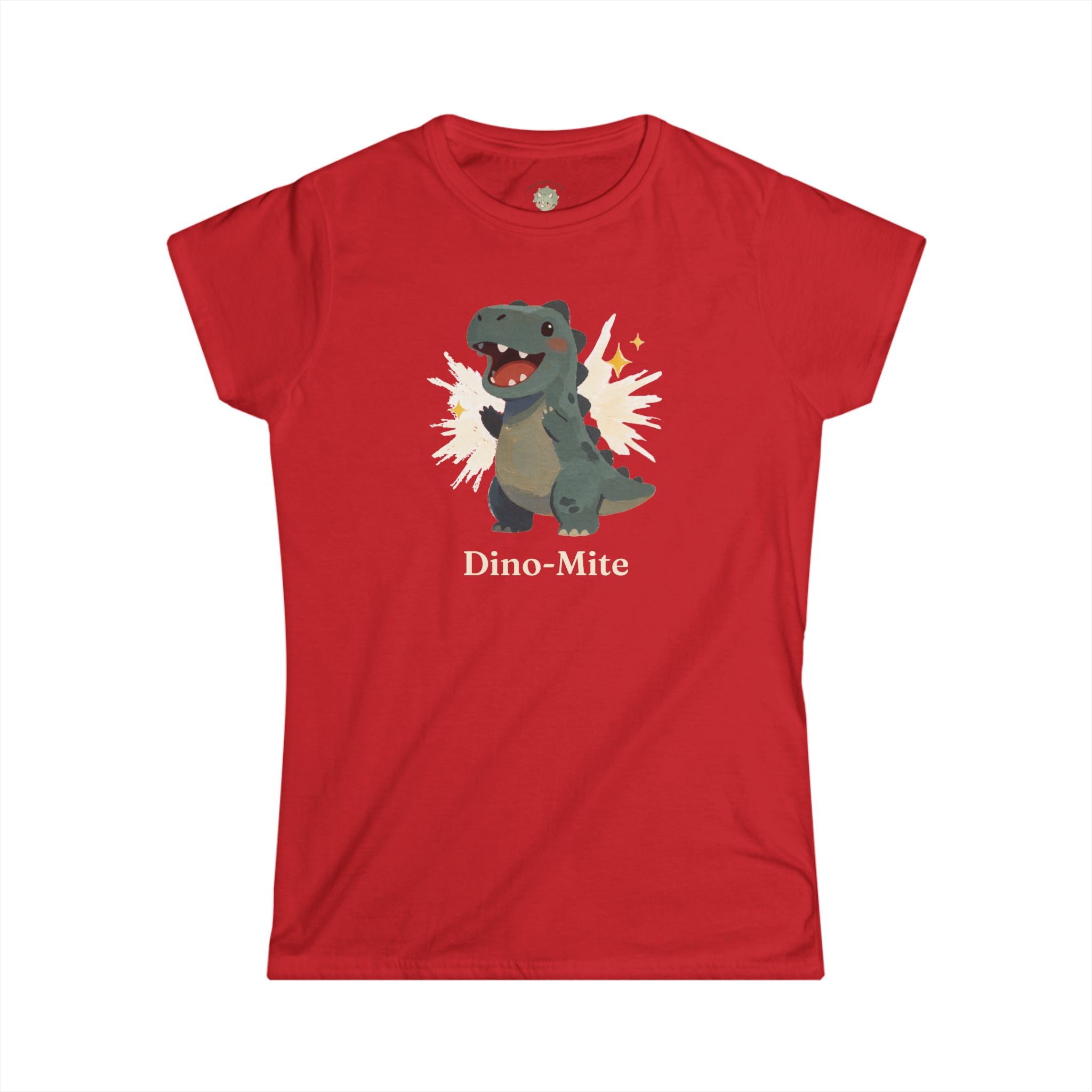 Women's Dino-Mite T-Shirt — Cute Cheerful Dinosaur Pun Graphic Tee